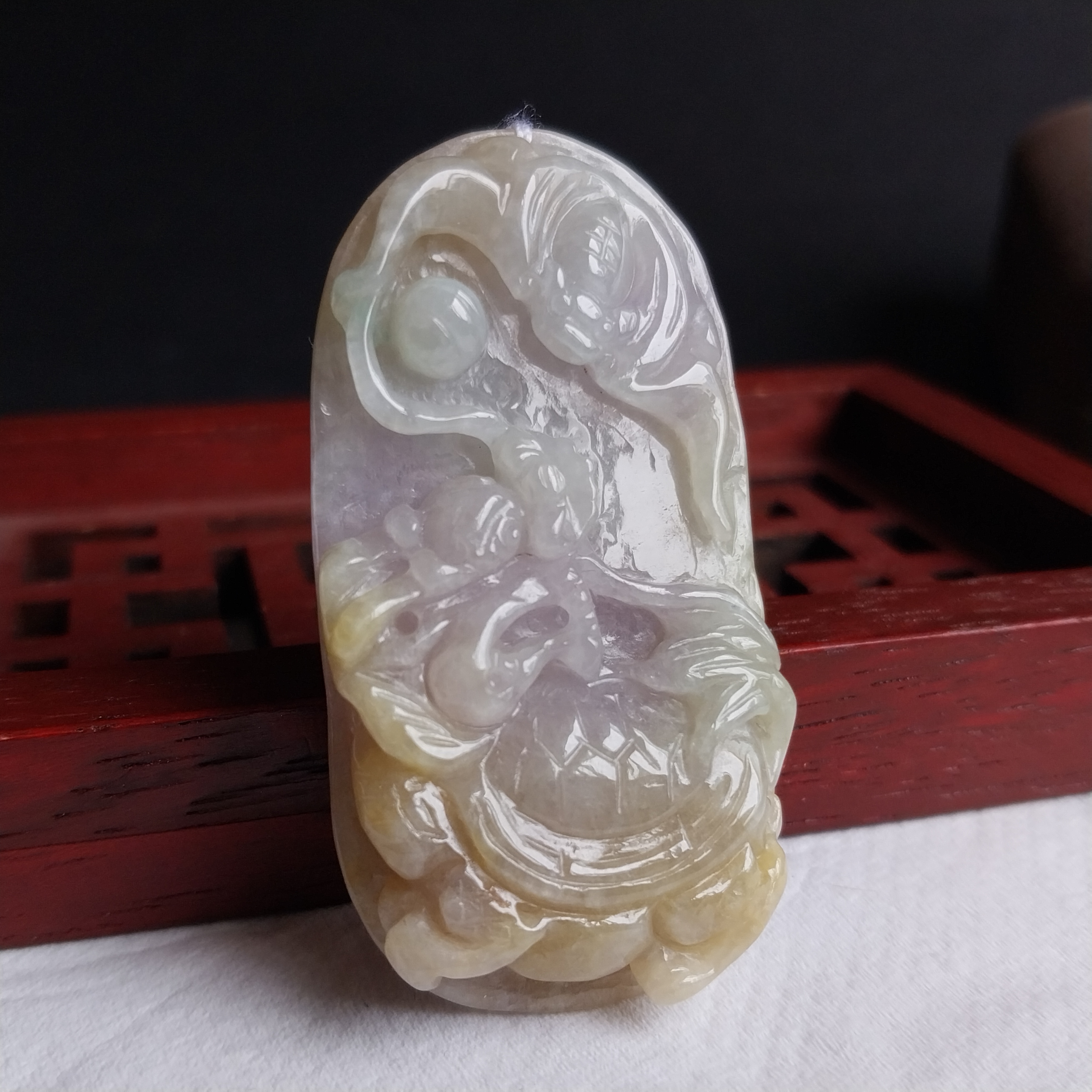 J1077 冰糯俏色【福壽延年】吊墜