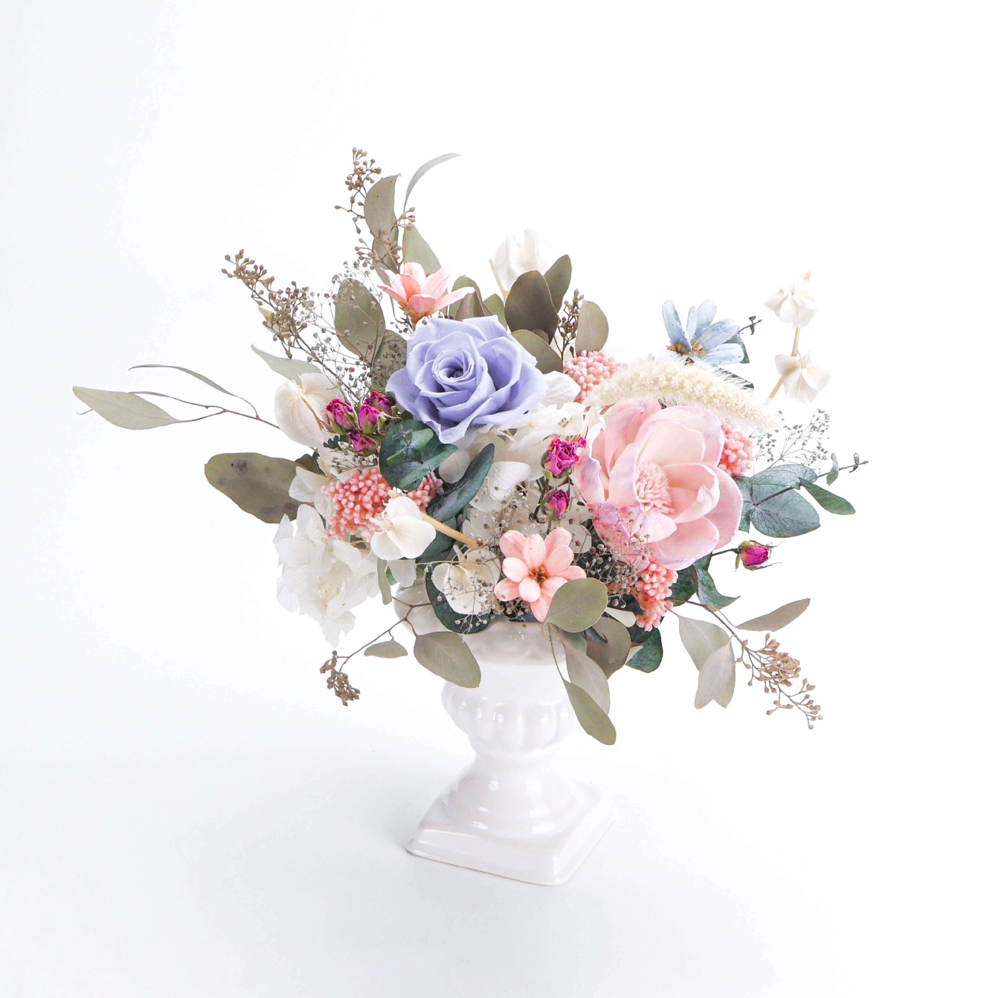 【一場法式浪漫邂逅】永生乾燥瓷器盆花