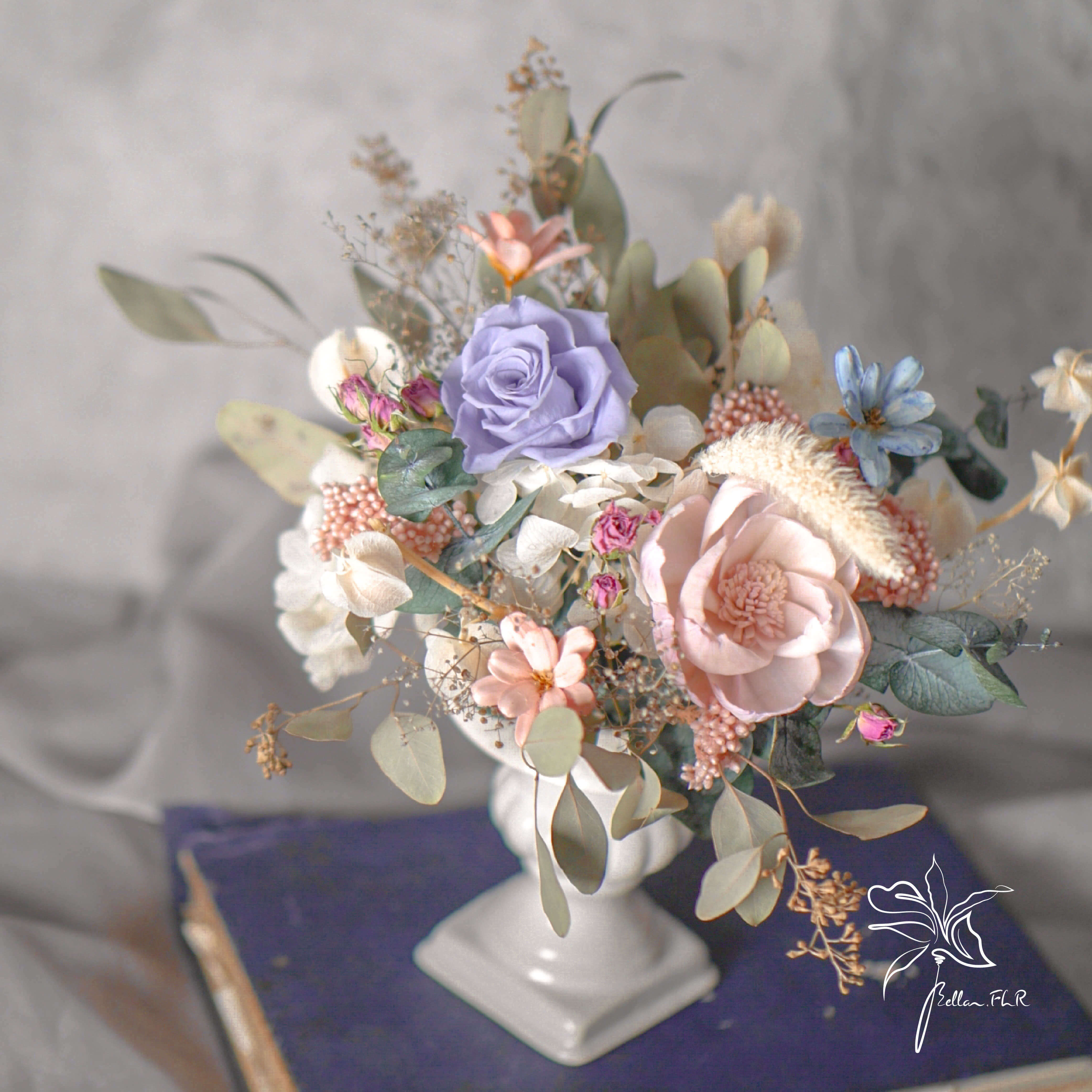 【一場法式浪漫邂逅】永生乾燥瓷器盆花