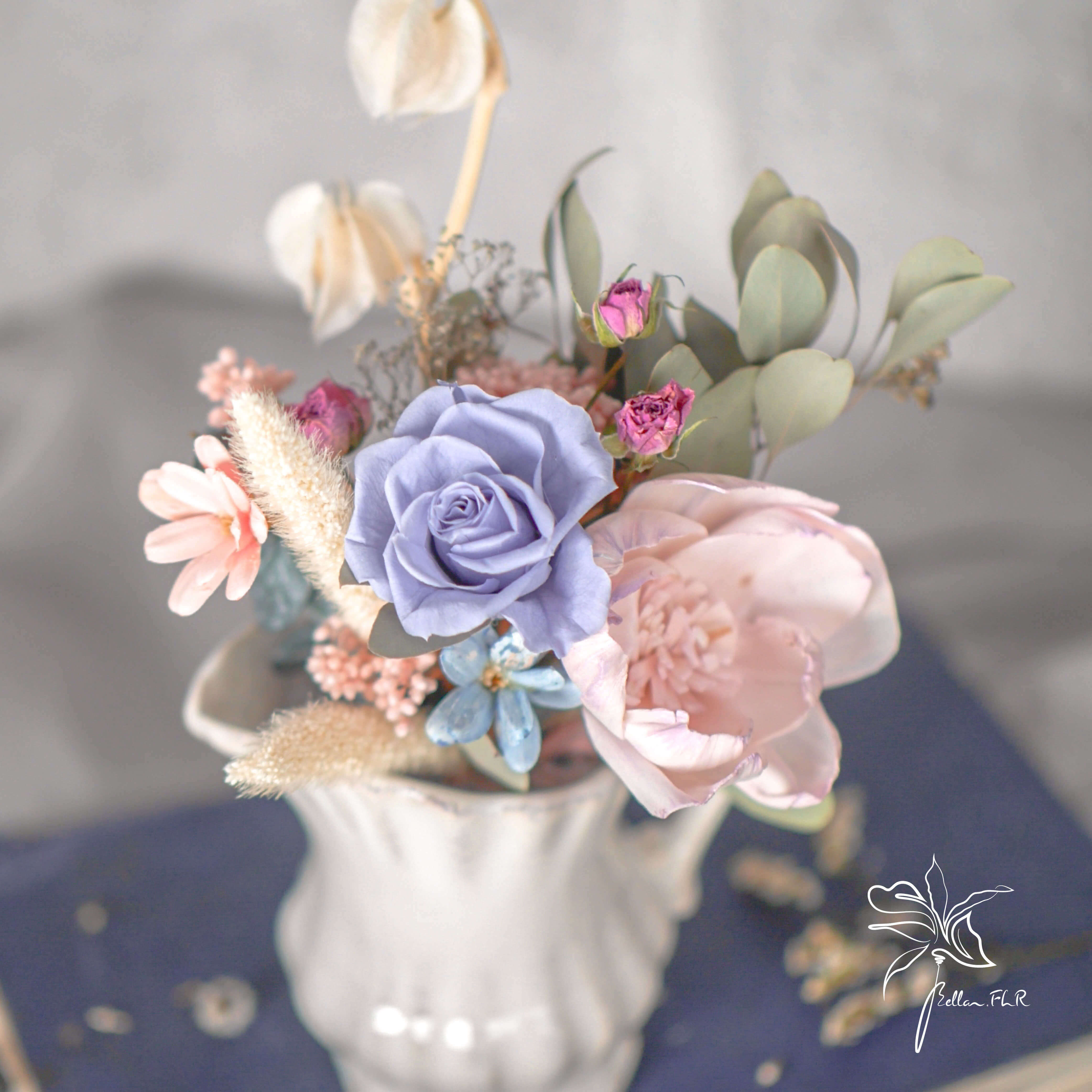 【風和日麗的午後】永生乾燥瓷器盆花