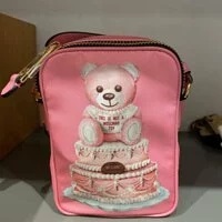 [S] MOSCHINO CAKE TEDDY BEAR CROSSBODY BAG,PINK, 667111884952 (SM431)