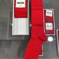 [S] MOSCHINO BEAR UPPER LOGO TAPE HIGH SOCKS,RED, KT3428-8202-1130 (SM435)
