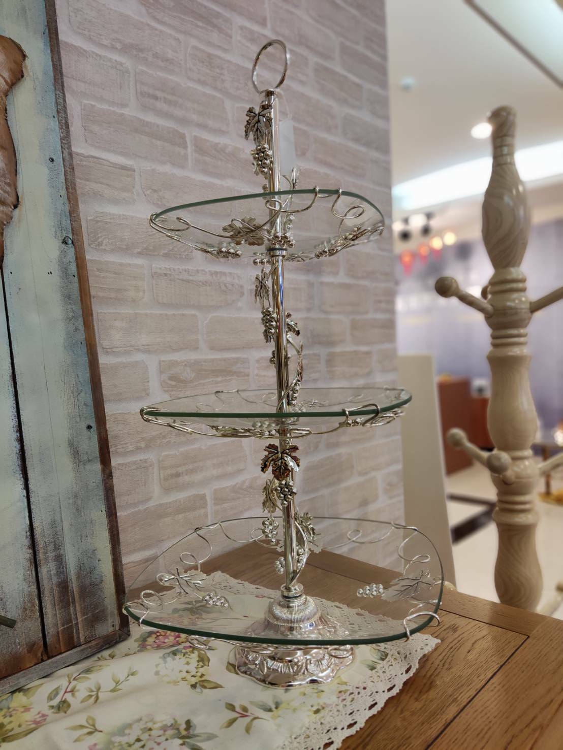 三層方形玻璃水果盤