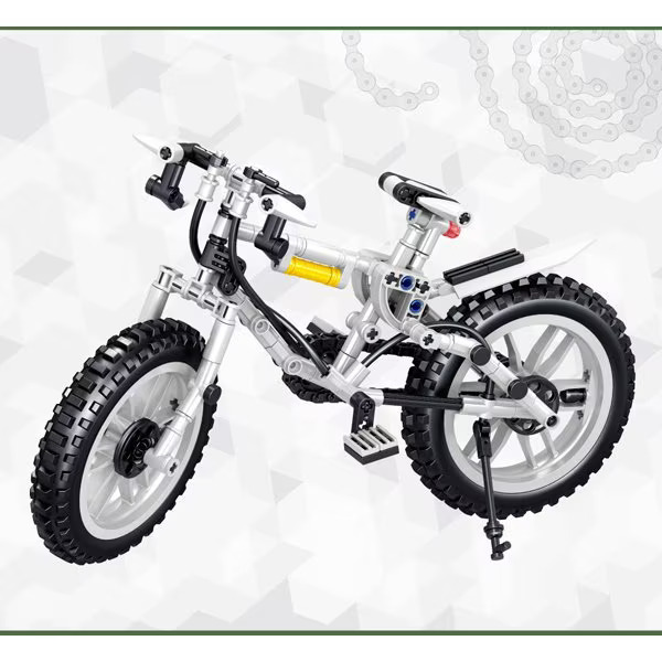 《 ブロック図鑑 ＮＥＸＴ 》自行車積木組D - 越野自行車 白色