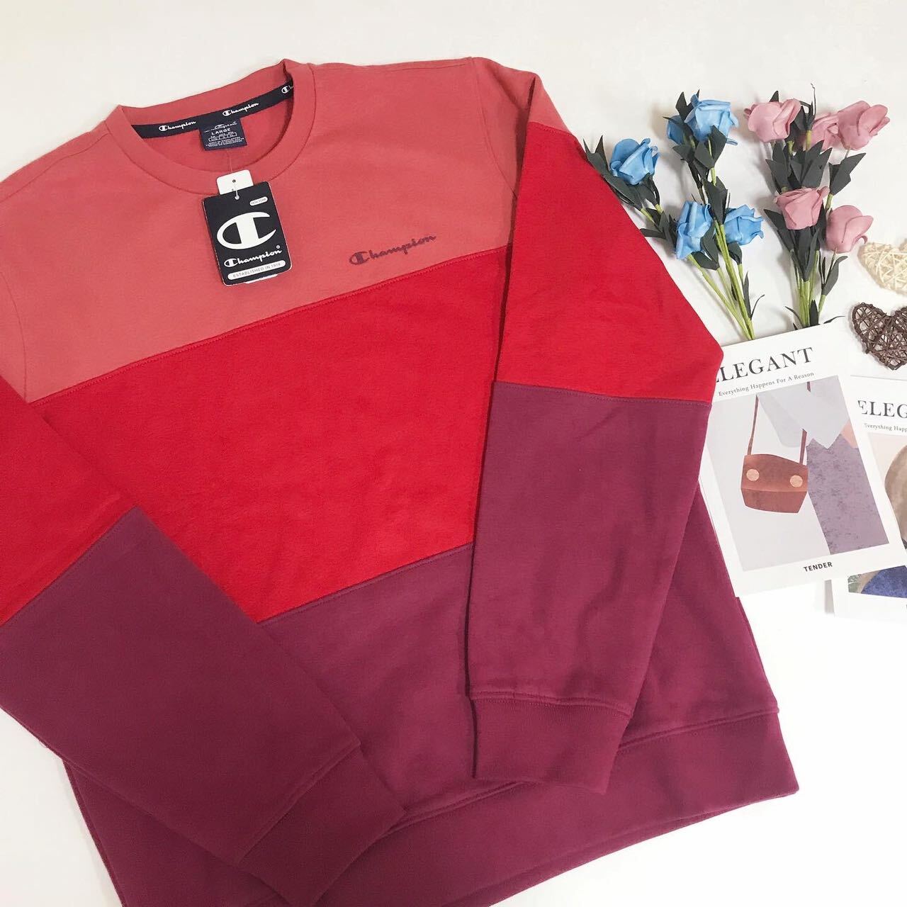 CHAMPION CREW NECK STRIPE SWEATSHIRT