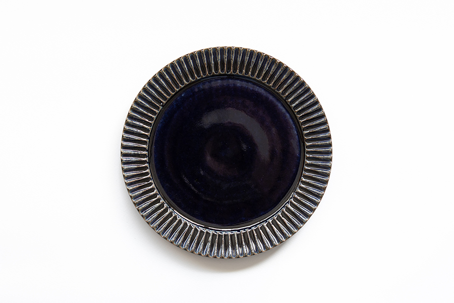 宋艸窯- 鎬平皿(中) 深藍色