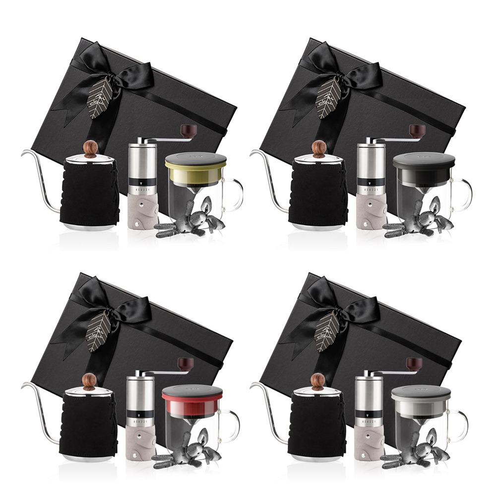 (預購4月底出貨)PO: 丹麥手沖咖啡三件禮盒組(咖啡壺-共2色/玻璃杯350ml-共4色/咖啡磨2.0)
