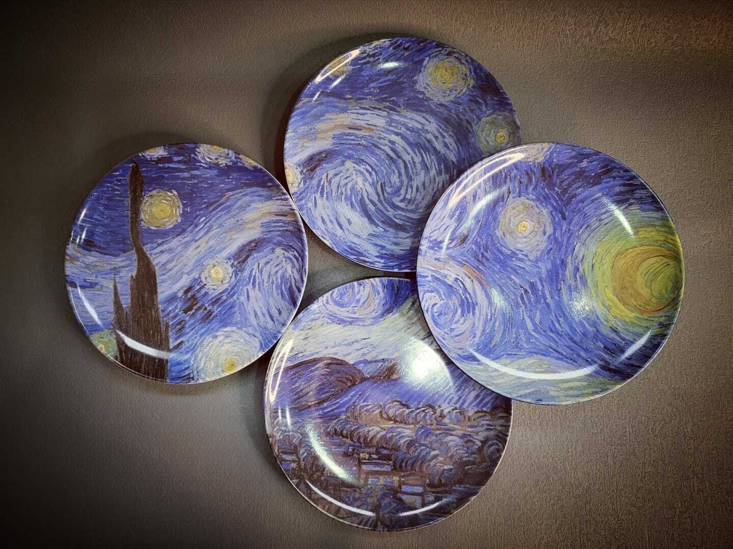 STRAVELING MUZEUM van gogh - the starry night - plate set of 4