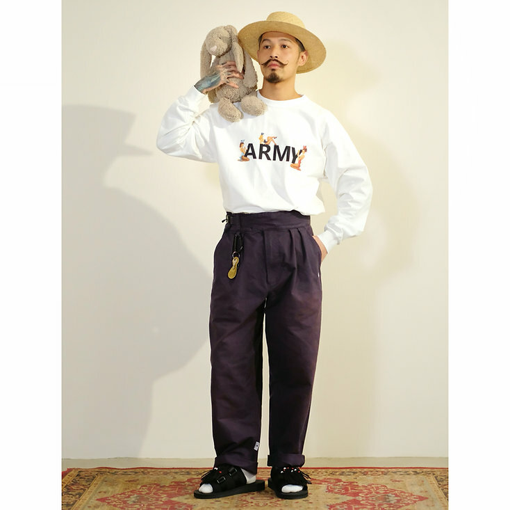 Club Stubborn Pinup Model Army Tee - Bunny White LS