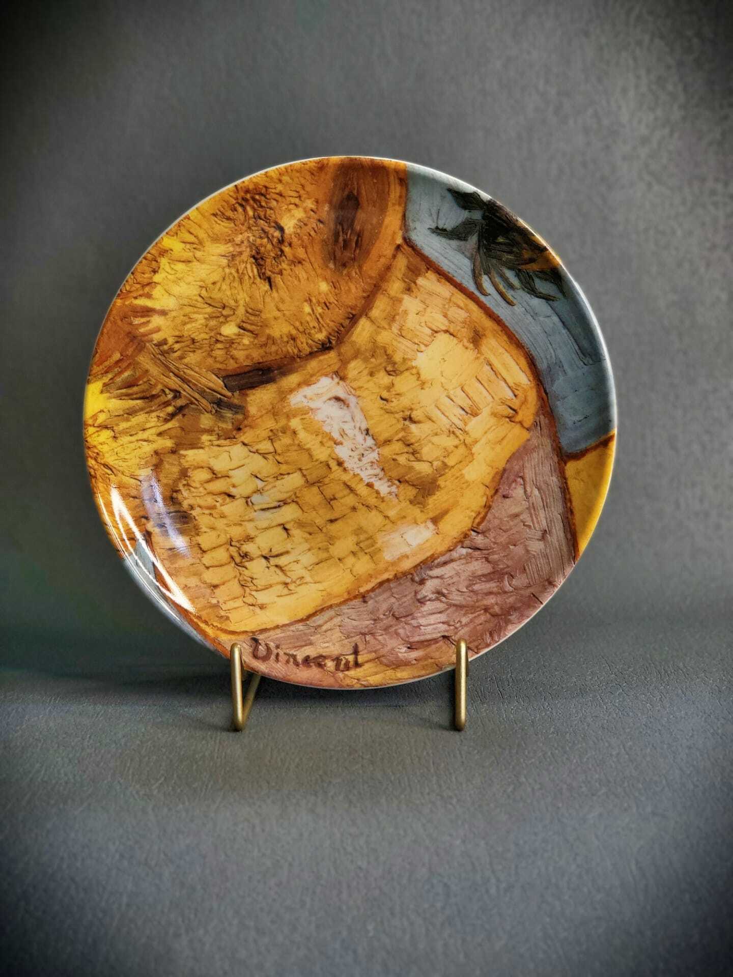 STRAVELING MUZEUM van gogh - sunflowers - plate set of 4