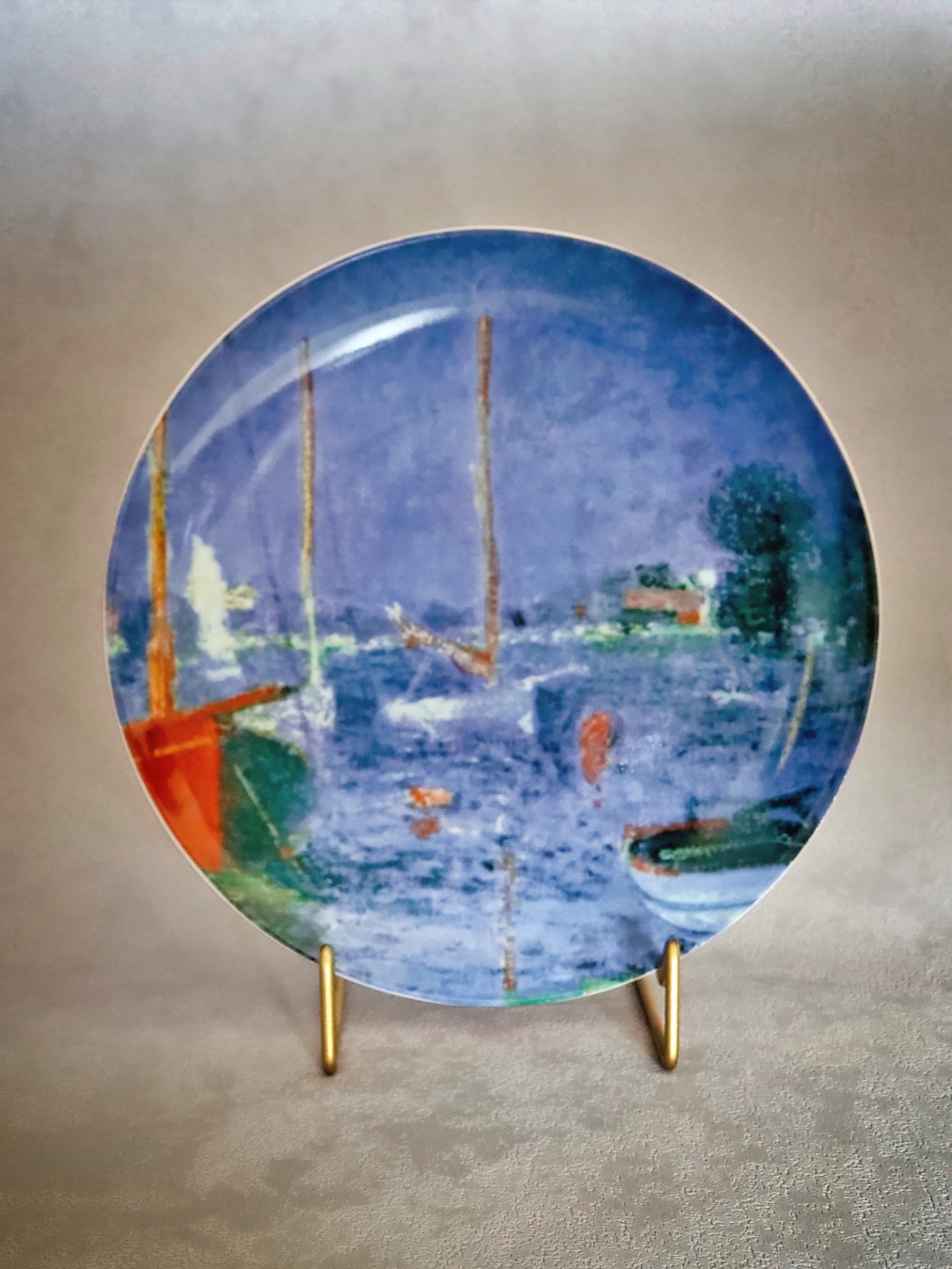 STRAVELING MUZEUM monet - red boats at argenteuil - plate set of 4