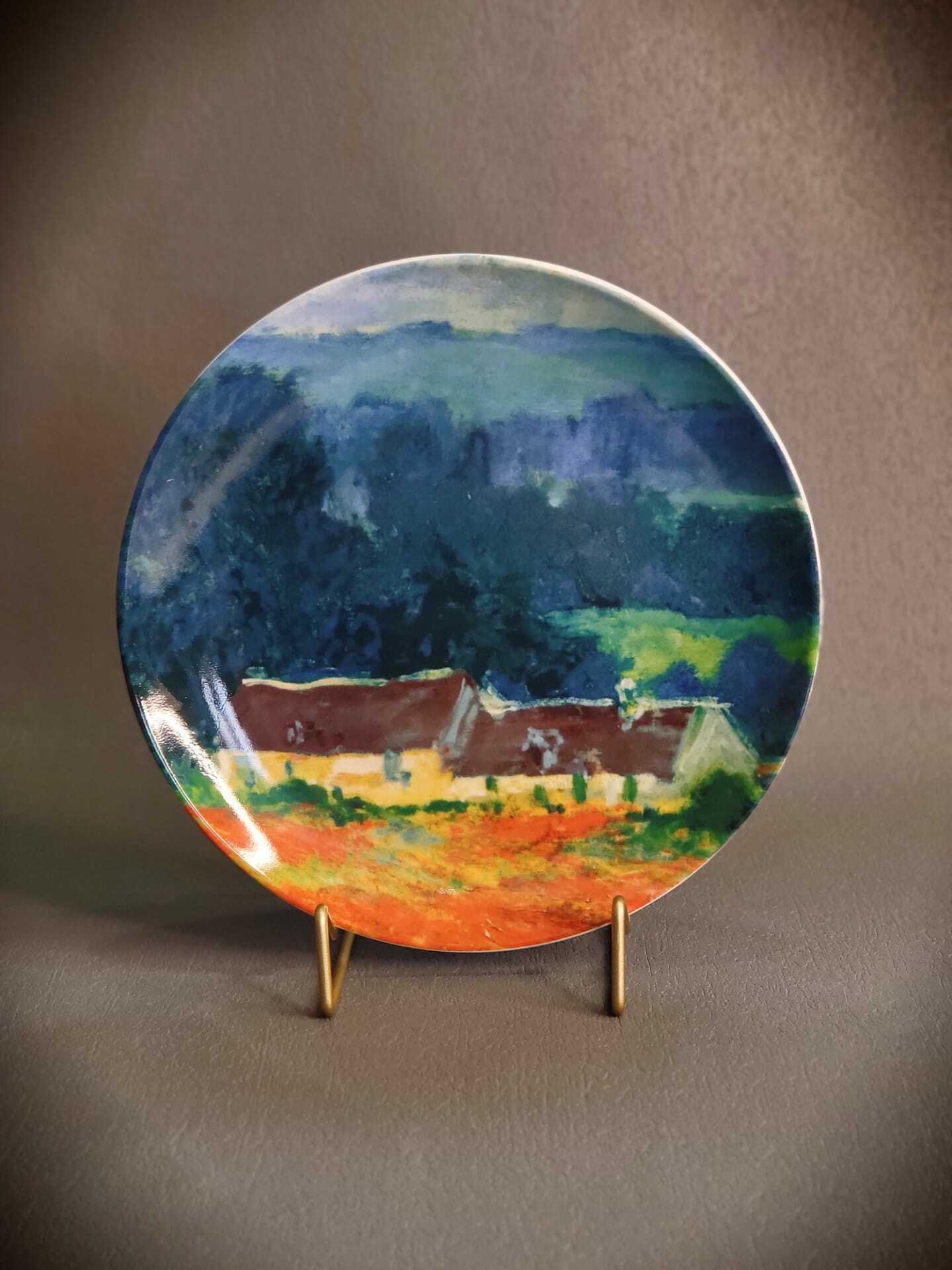 STRAVELING MUZEUM monet - haystack at giverny - plate set of 4