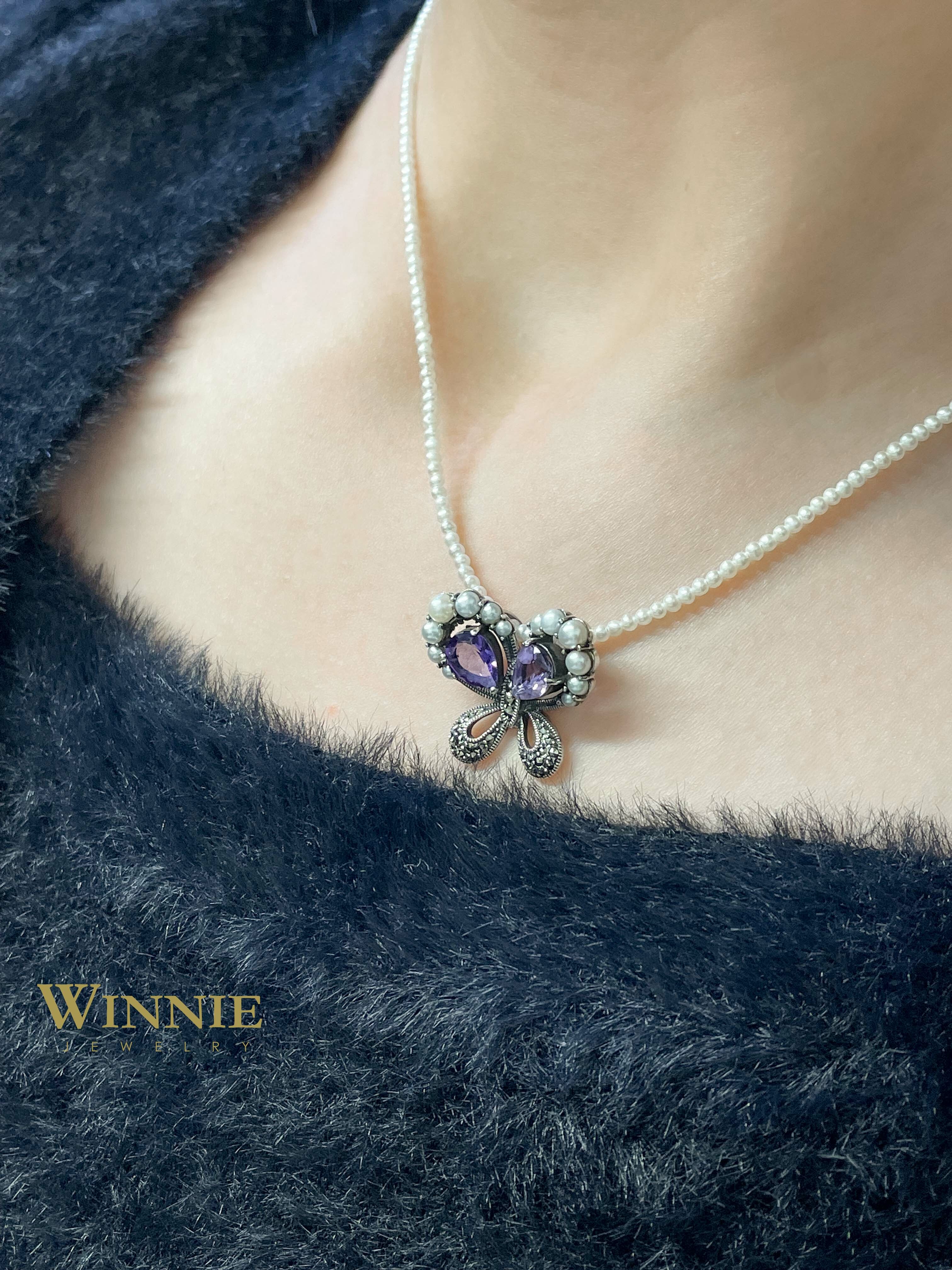 紫水晶蝴蝶墜子OP1740