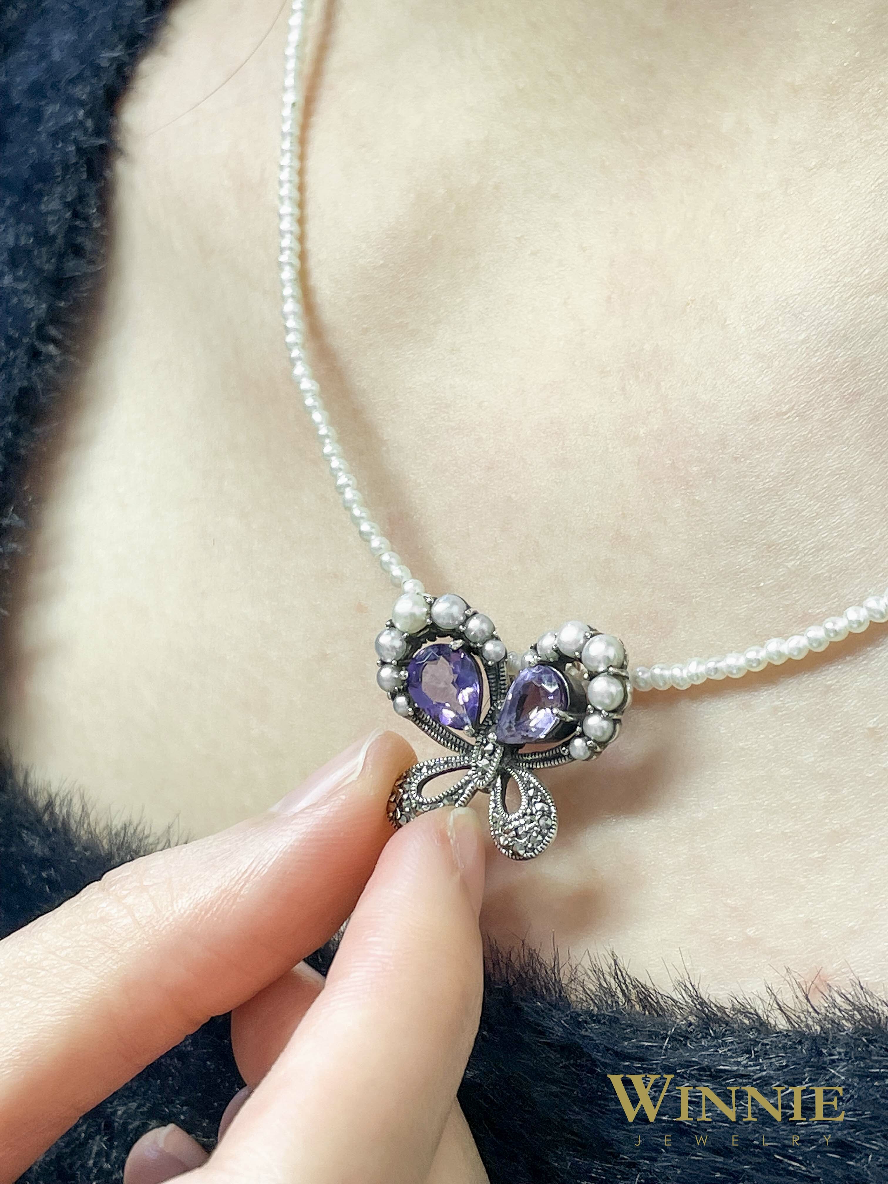 紫水晶蝴蝶墜子OP1740