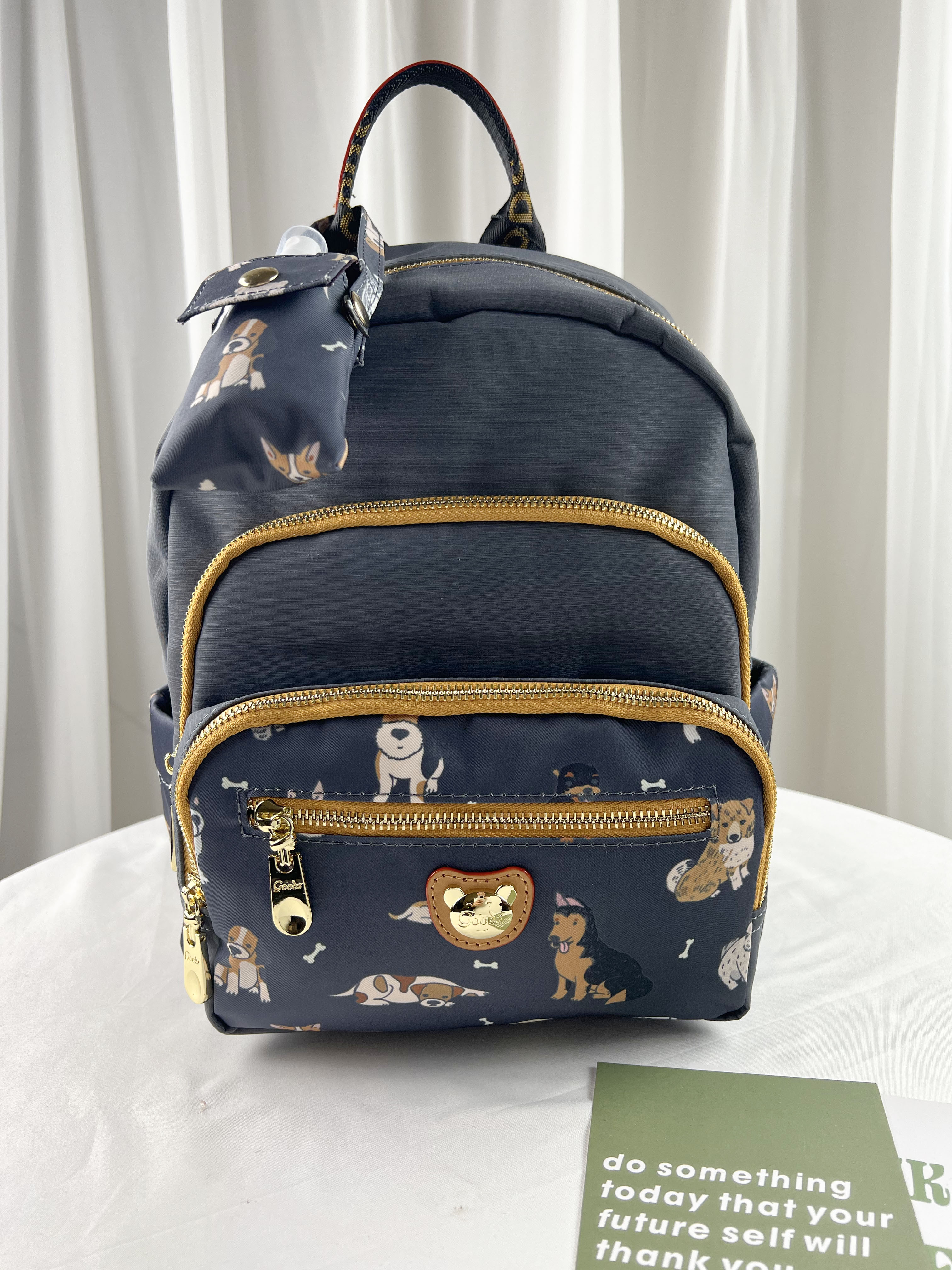 GOODS 灰色狗狗尼龍防潑水後背包    #2805