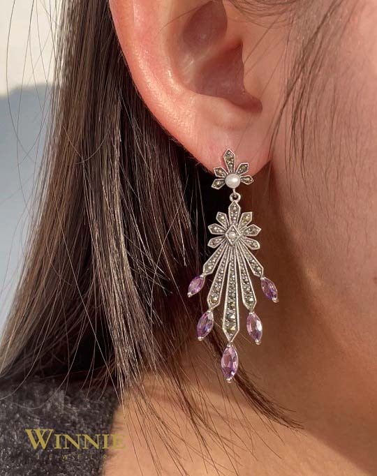 紫水晶吊燈耳環OP1938