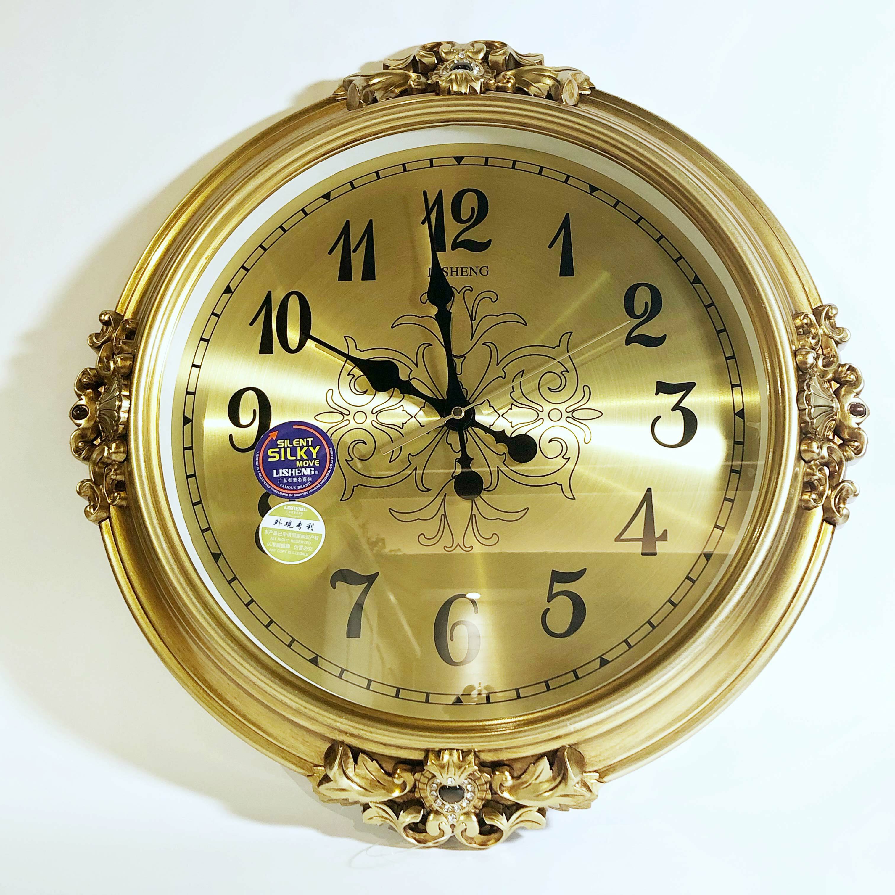 掛鐘-水鑽圓鐘(藍/金)