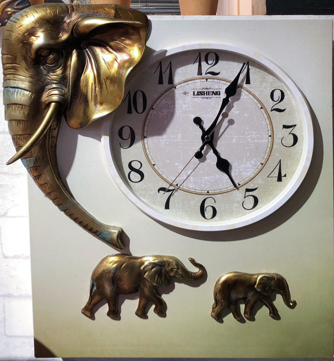 時鐘掛畫-大象