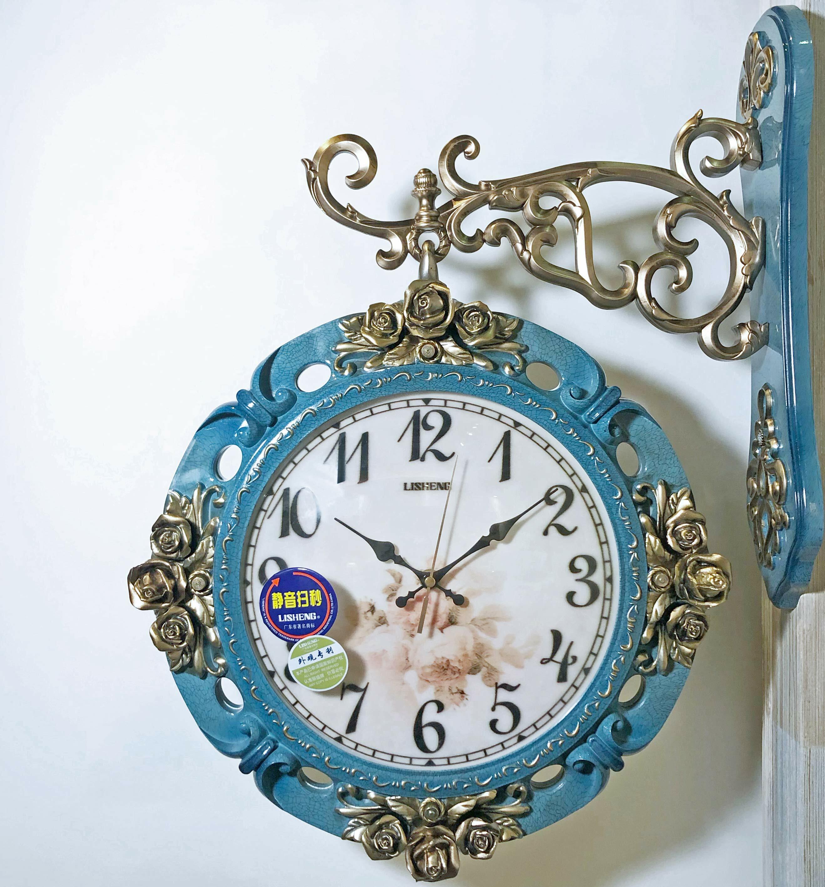 雙面掛鐘-金玫瑰