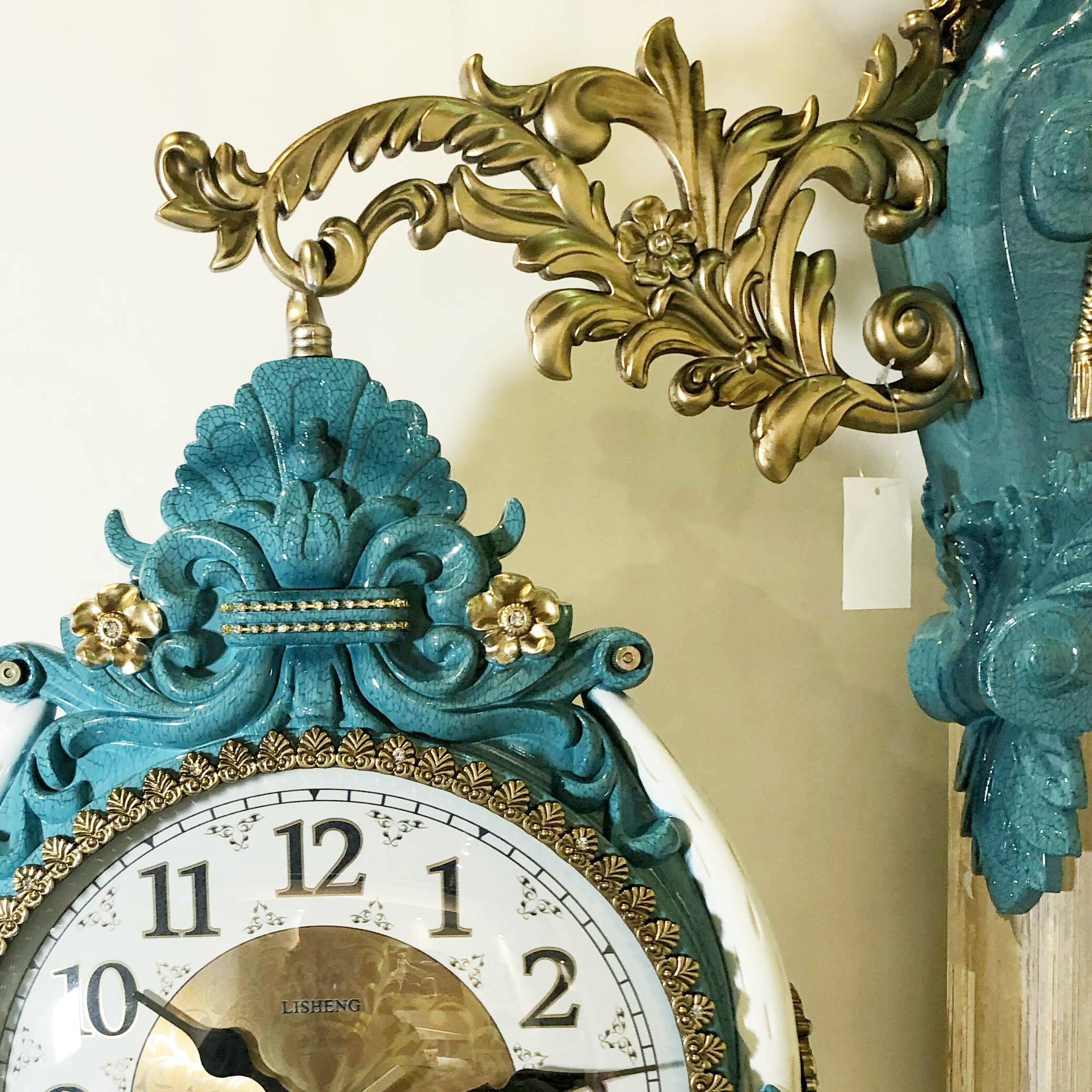 雙面掛鐘-藍白玫瑰