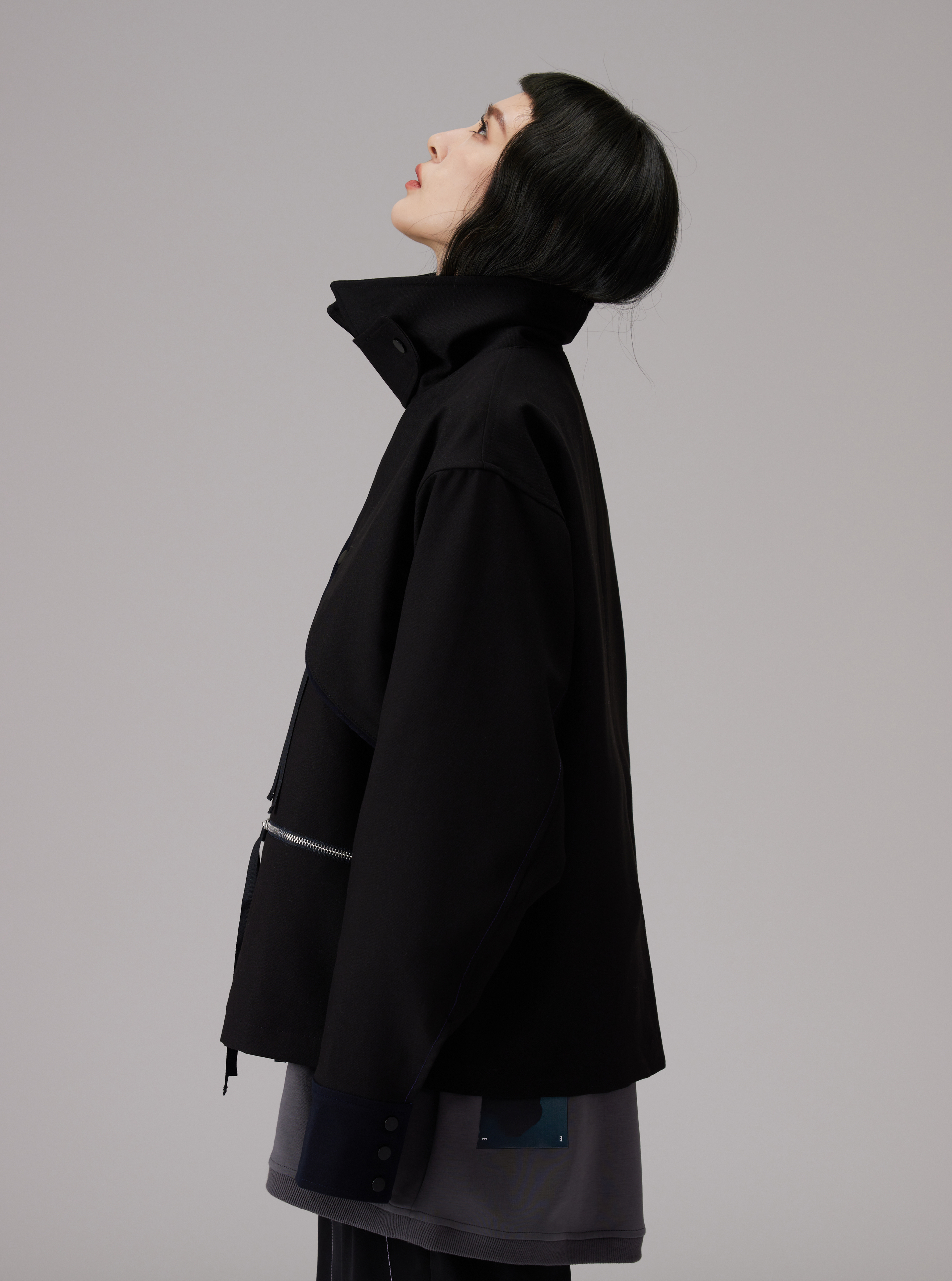 Wide Lapel Biker Jacket | Black