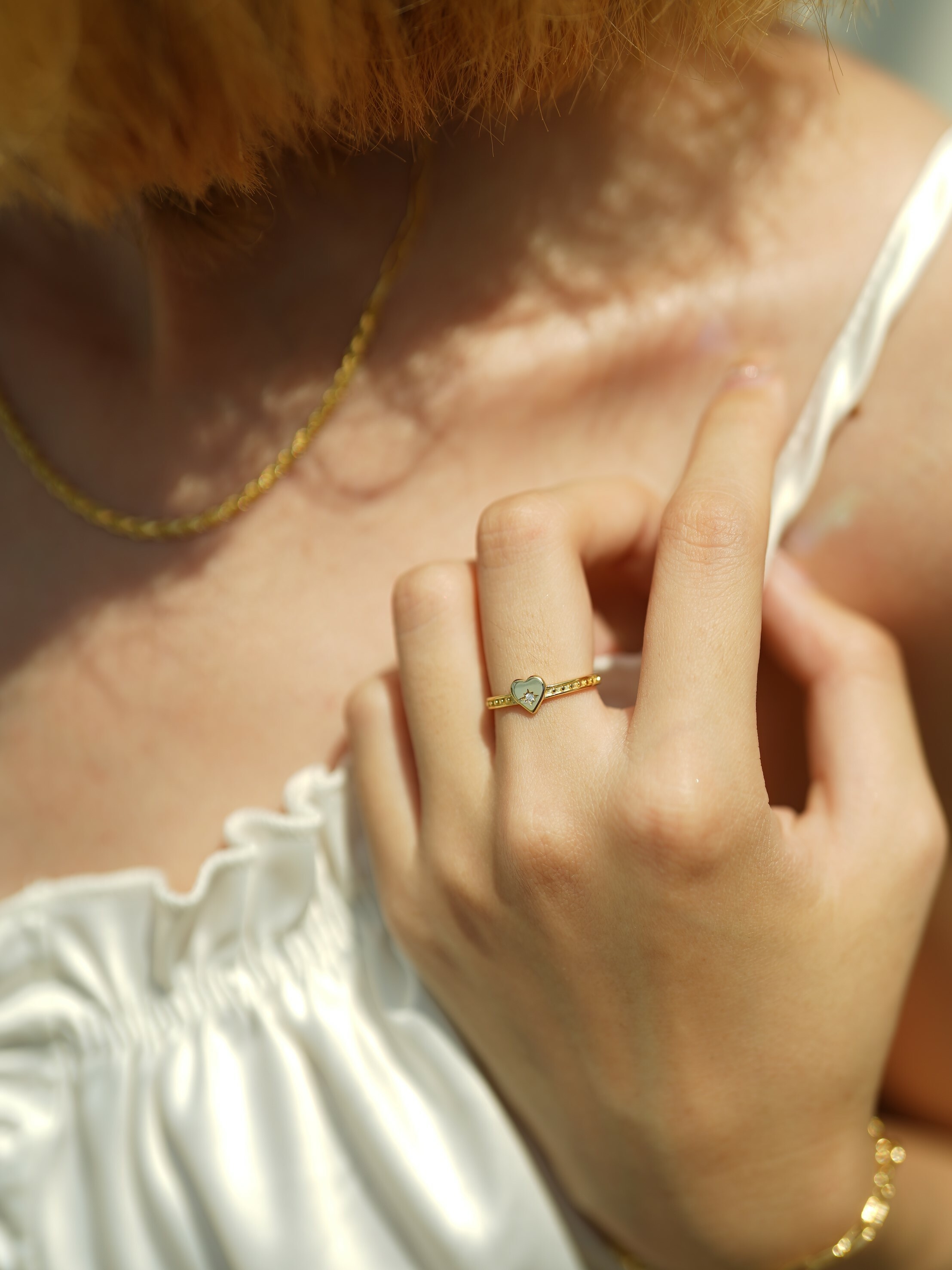 Heart Zircon Ball Race Ring