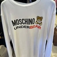 [S] MOSCHINO UNDER BEAR LONG SLEEVE TEE,WHITE, ZUT1801-9003-0001 (SM437)