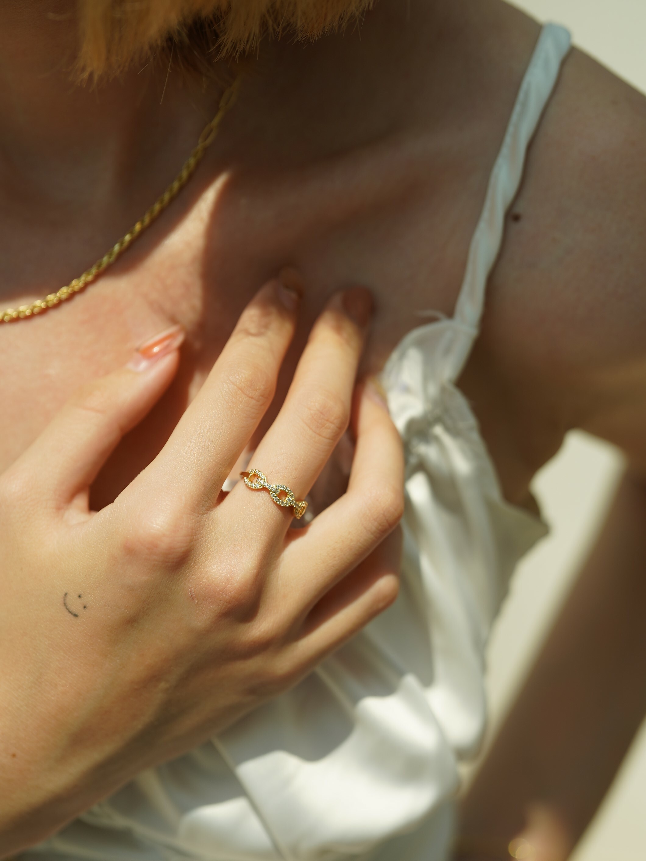 Pave Zircon Link Ring