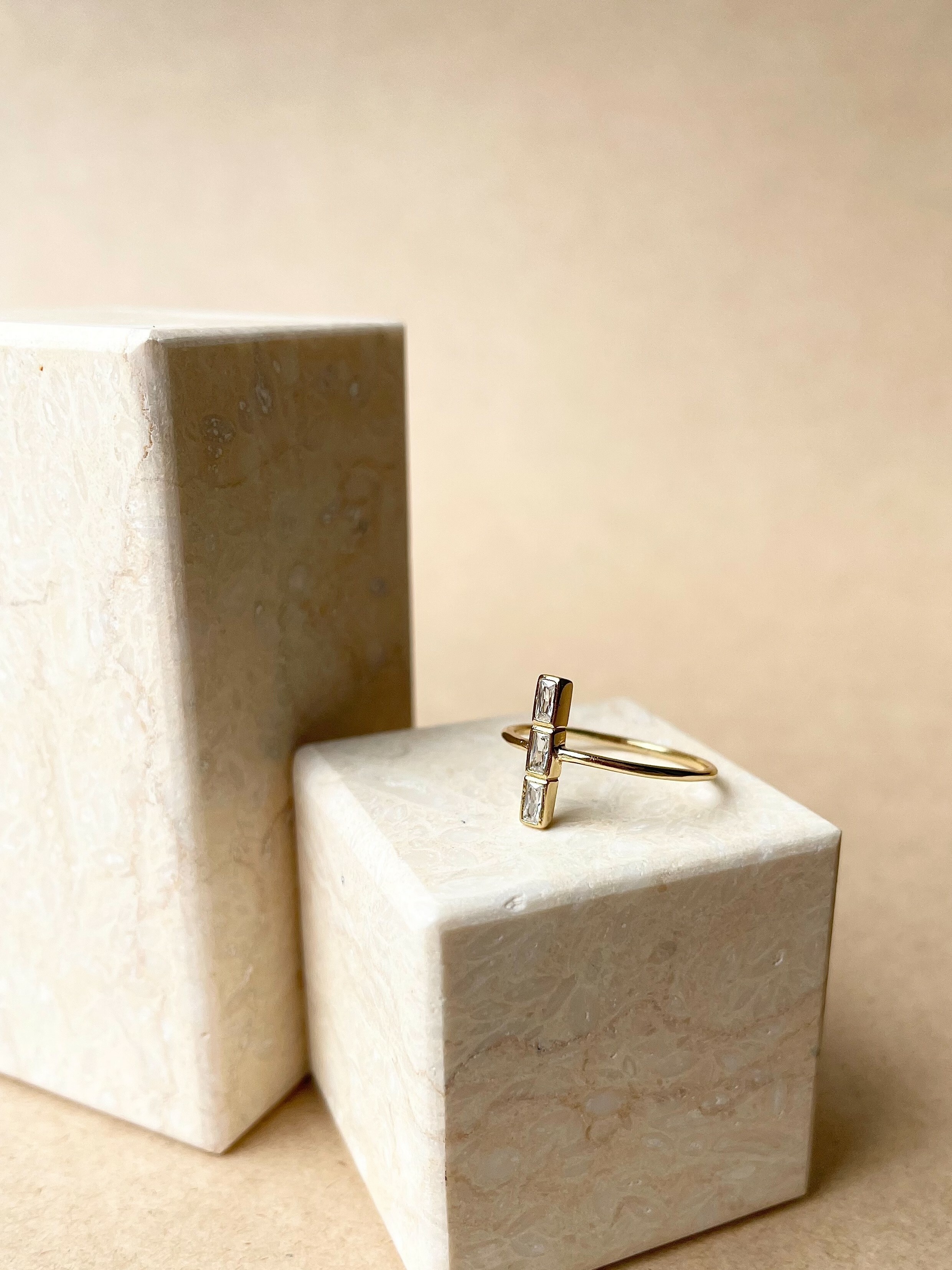 Straight Bazel Baguette Zircon Ring