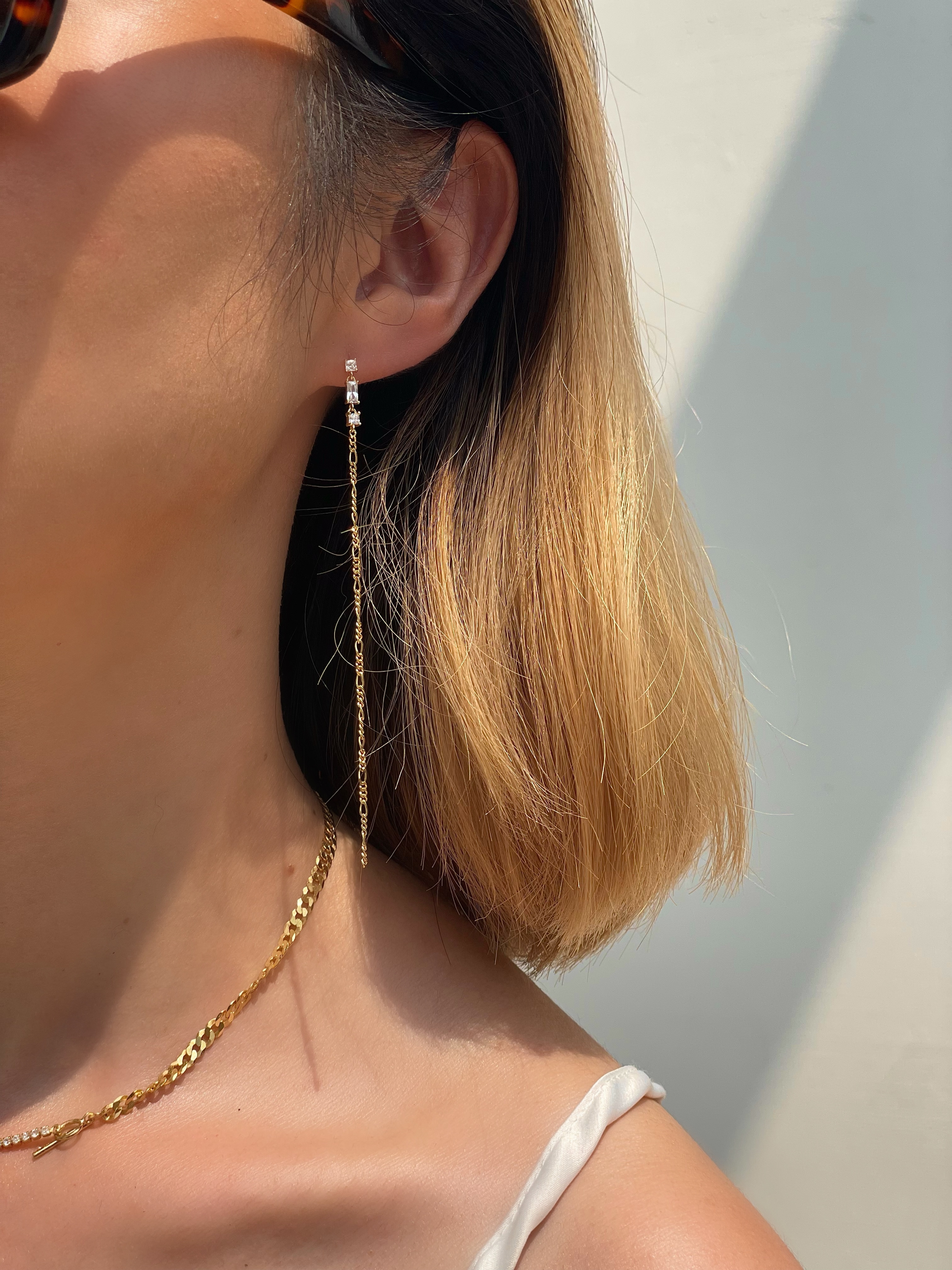 Princess Zircon Figaro Chain Earrings