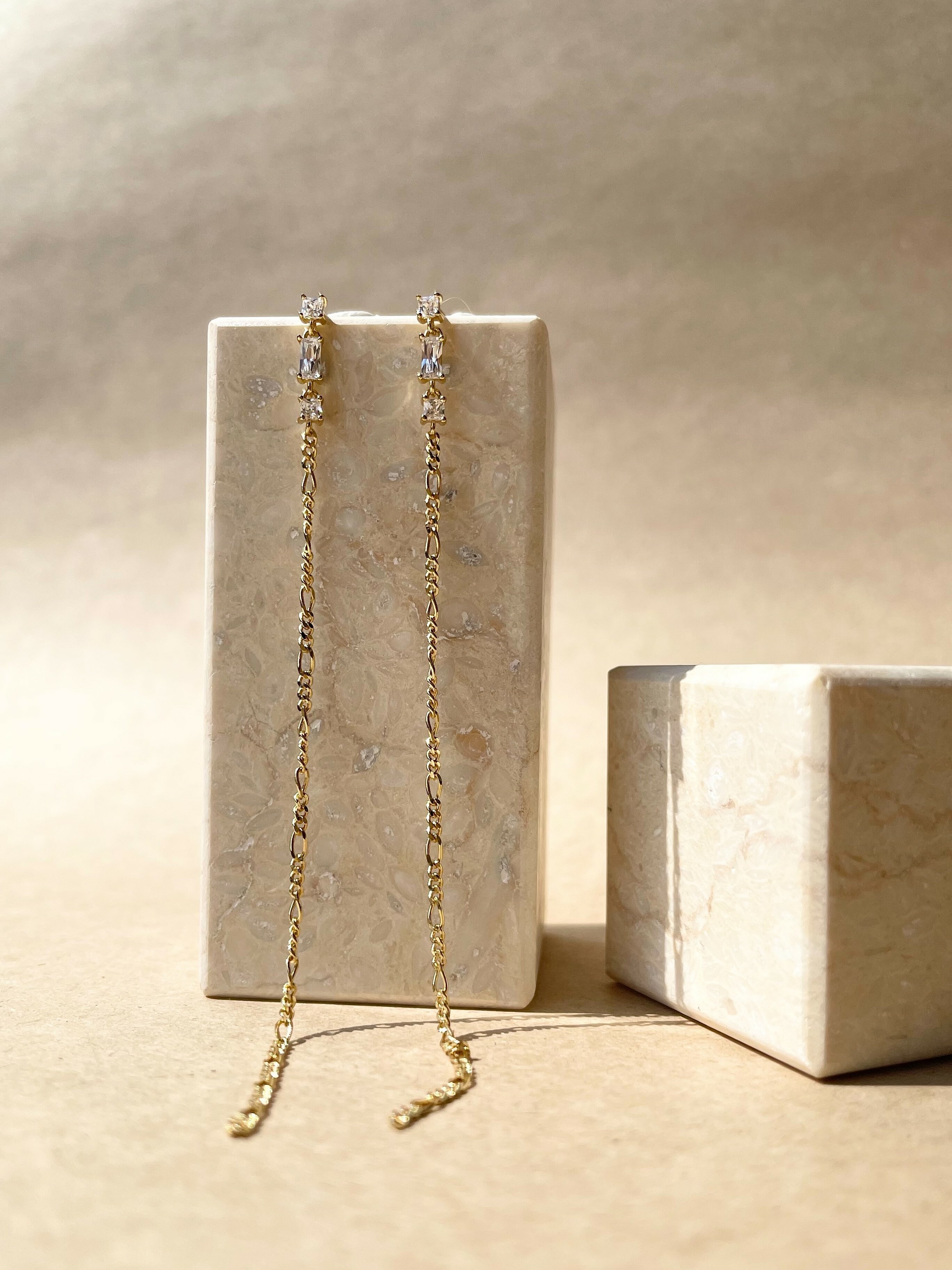 Princess Zircon Figaro Chain Earrings