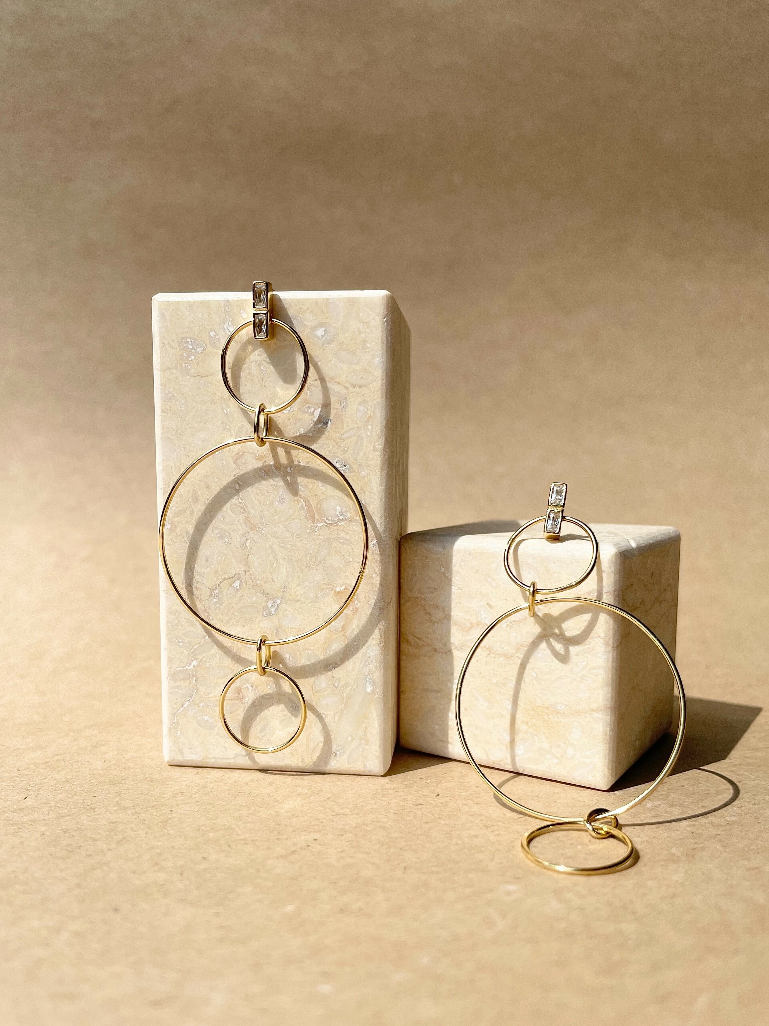 Bazel Baguette Bubble Hoop Earrings