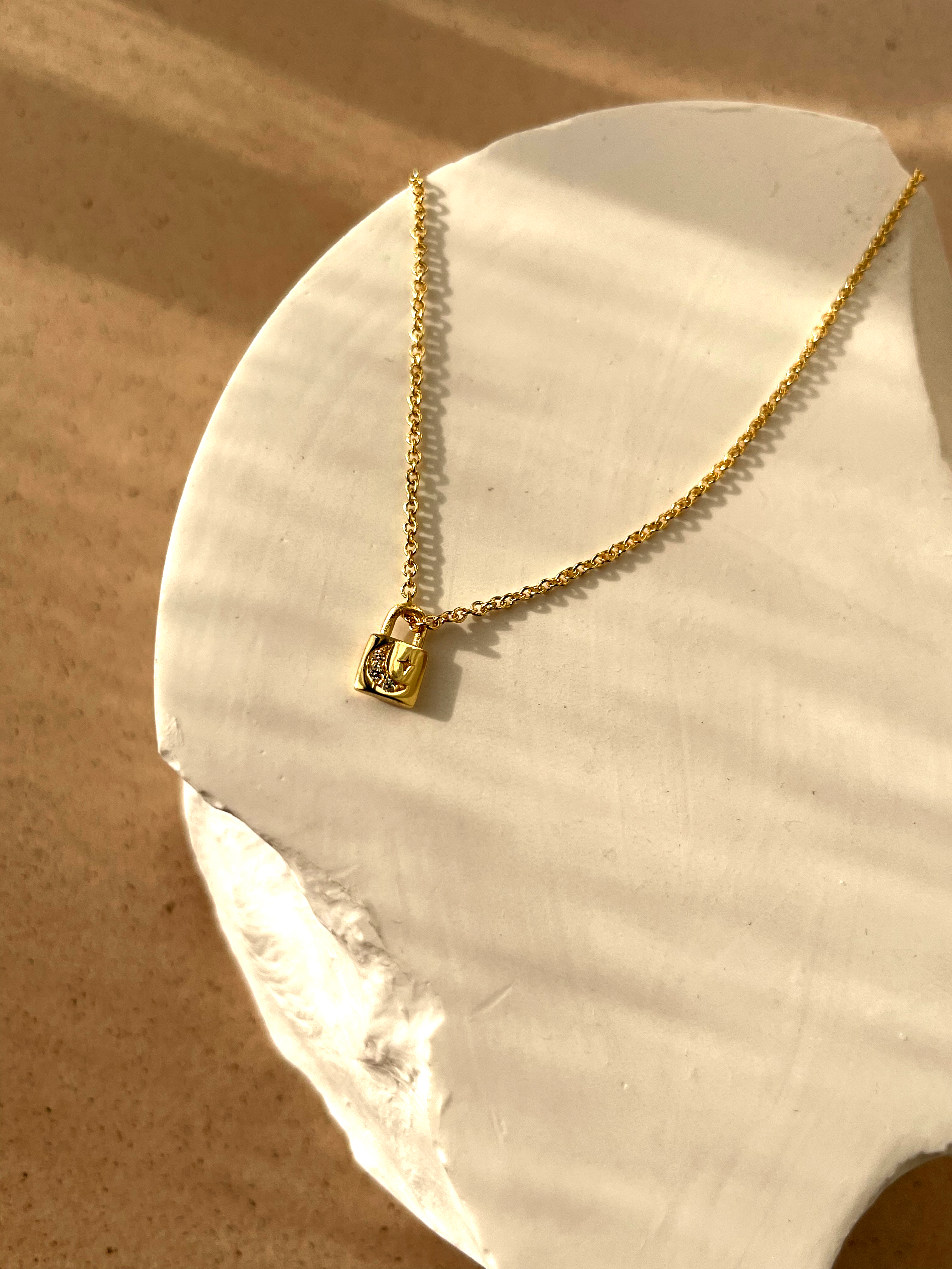 Star&Moon Lock Necklace