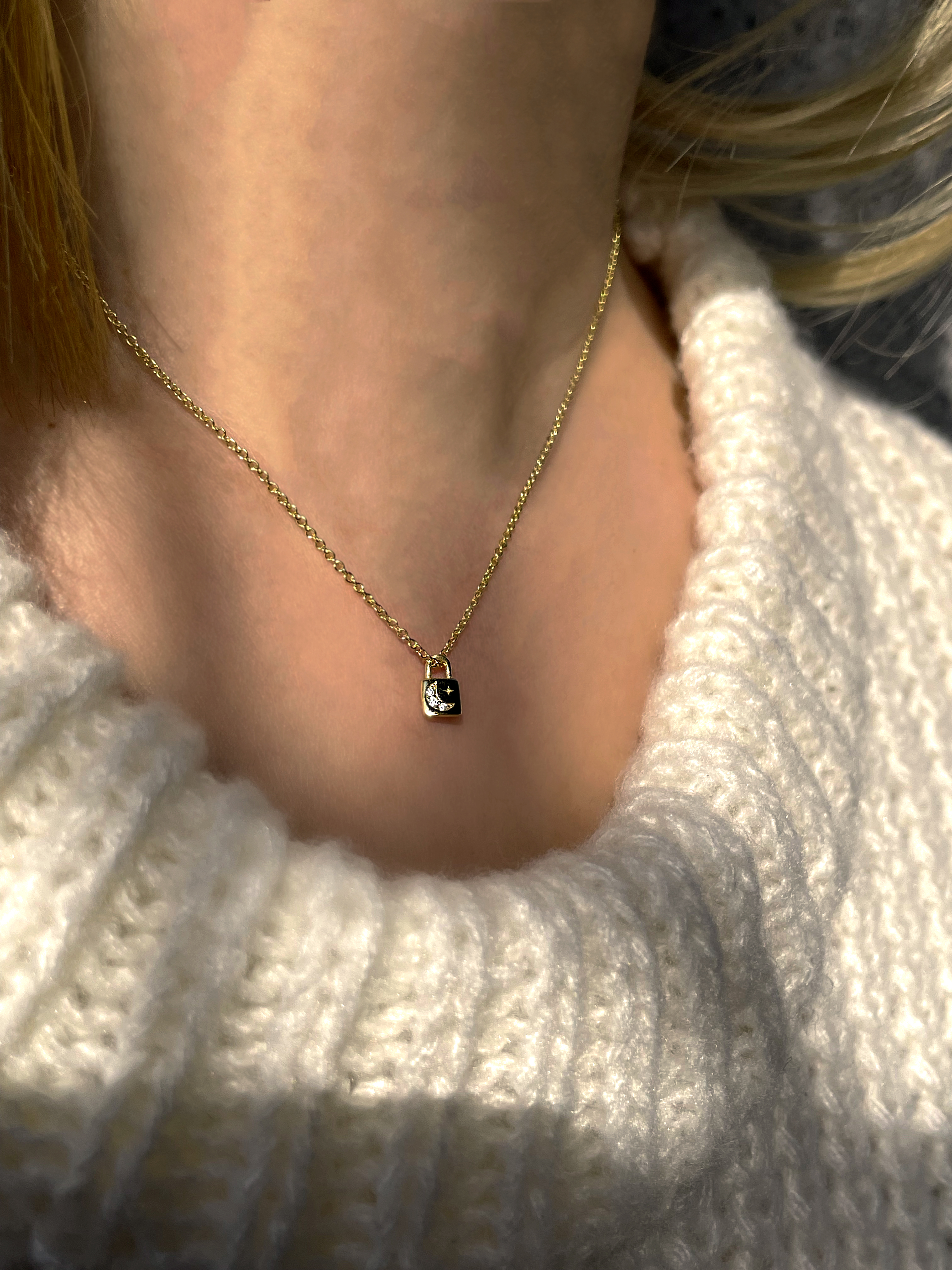 Star&Moon Lock Necklace