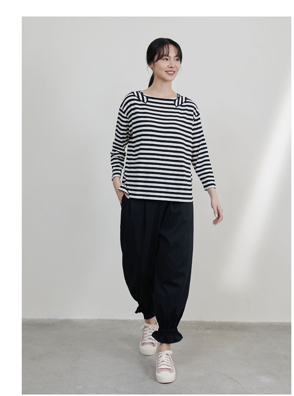 日日條紋九分袖上衣-吉米寶貝