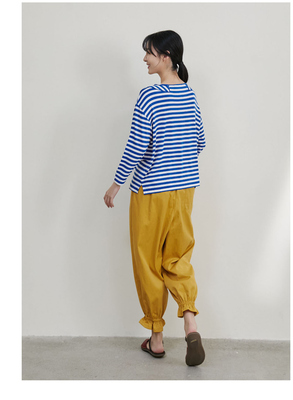 日日條紋九分袖上衣-早安你好