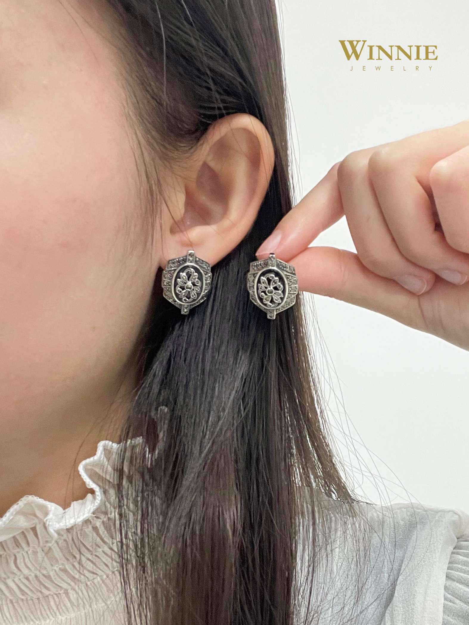 黑瑪瑙哥德風耳環