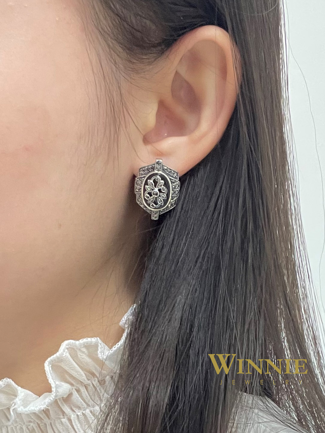 黑瑪瑙哥德風耳環