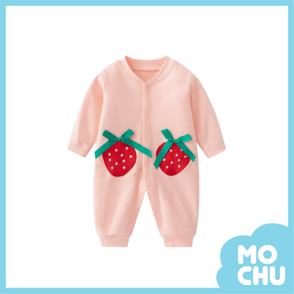緞帶草莓長袖連身衣