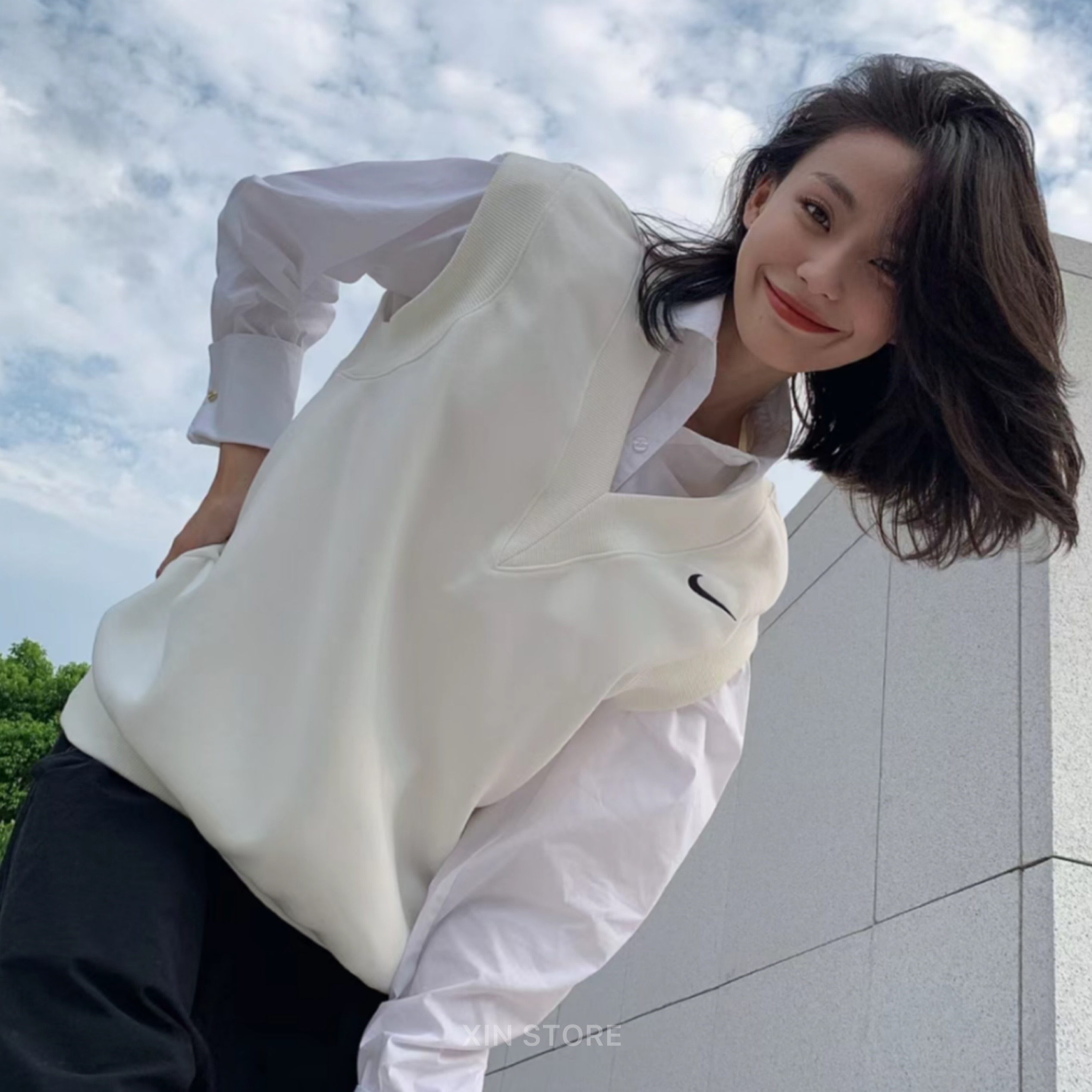 【現貨】Nike Sportswear Phoenix Fleece 小勾 刷毛 運動 落肩 背心 黑 白