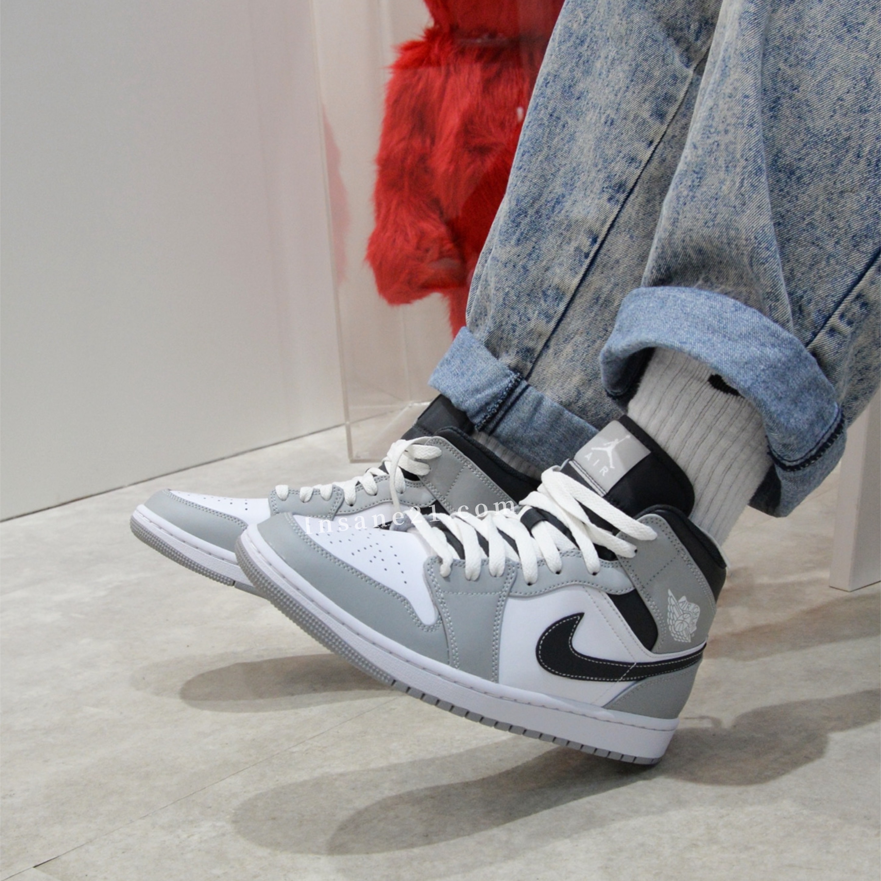 NIKE AIR JORDAN 1 MID"LIGHT SMOKE GREY" 白灰黑勾 554724-078 // 554725-078