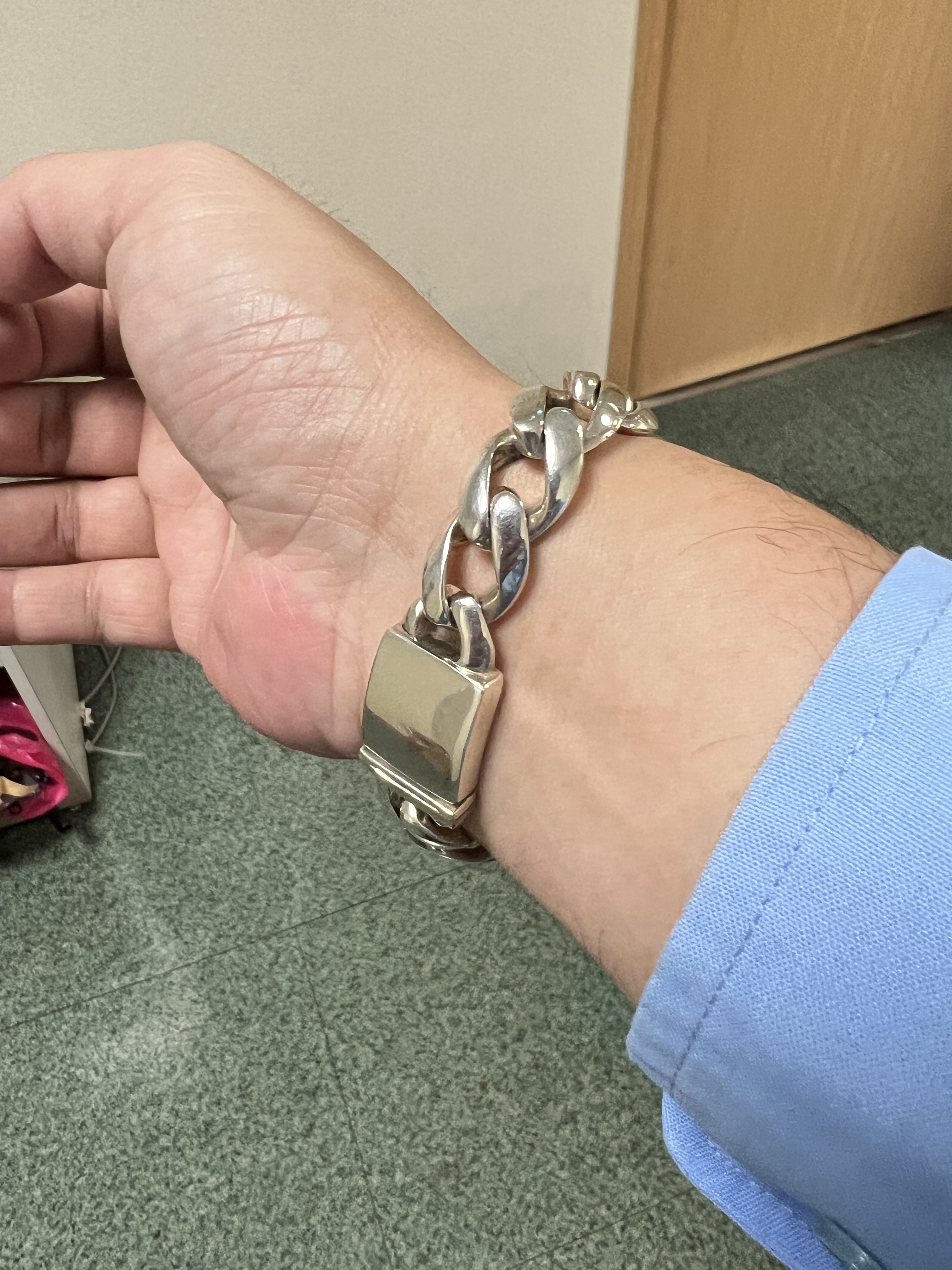 顧客實拍：925純銀 復古粗曠 古巴 手鍊