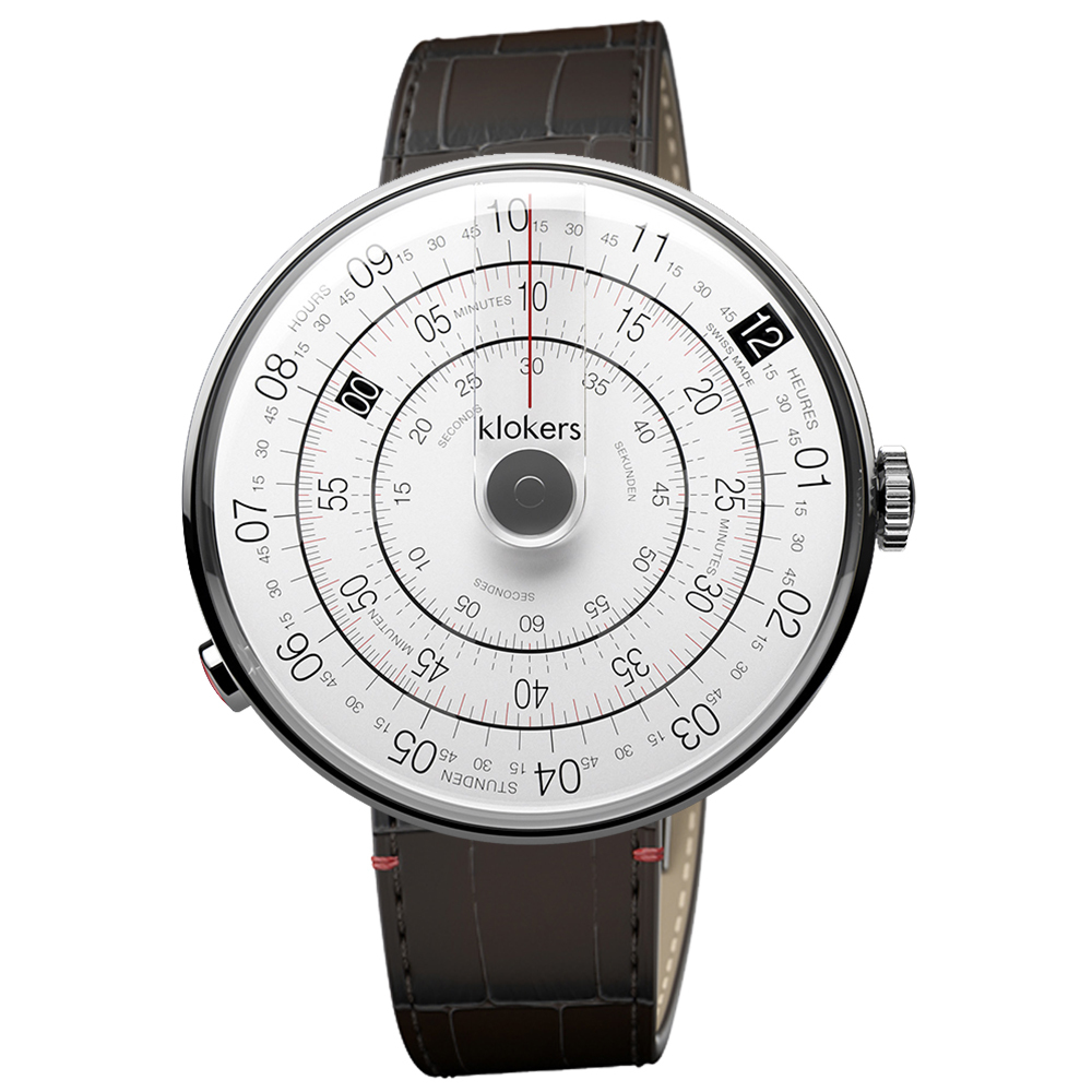 KLOK-01-D2 灰色錶頭+皮革錶帶搭配摺疊錶扣
