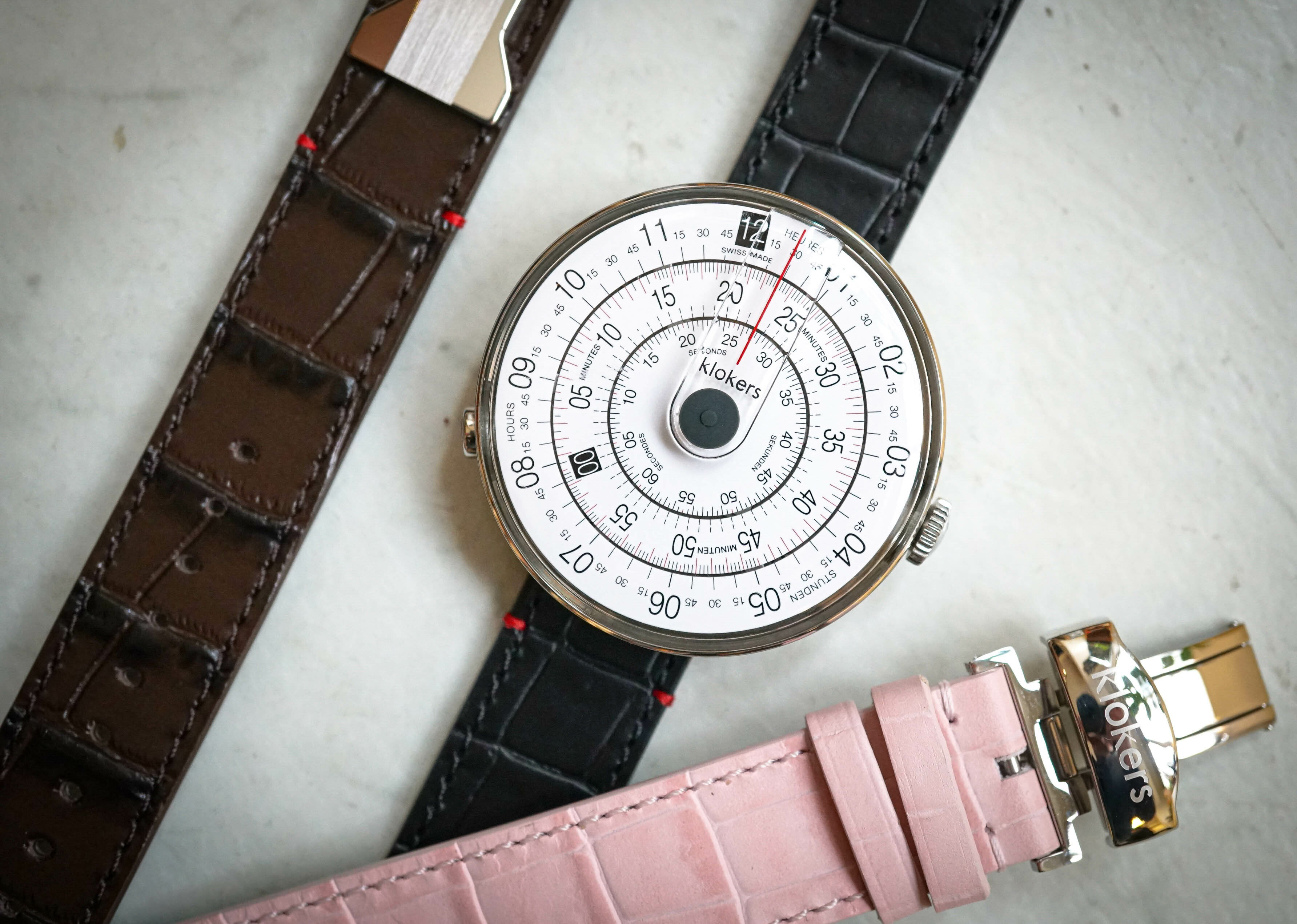 KLOK-01-D2 灰色錶頭+皮革錶帶搭配摺疊錶扣