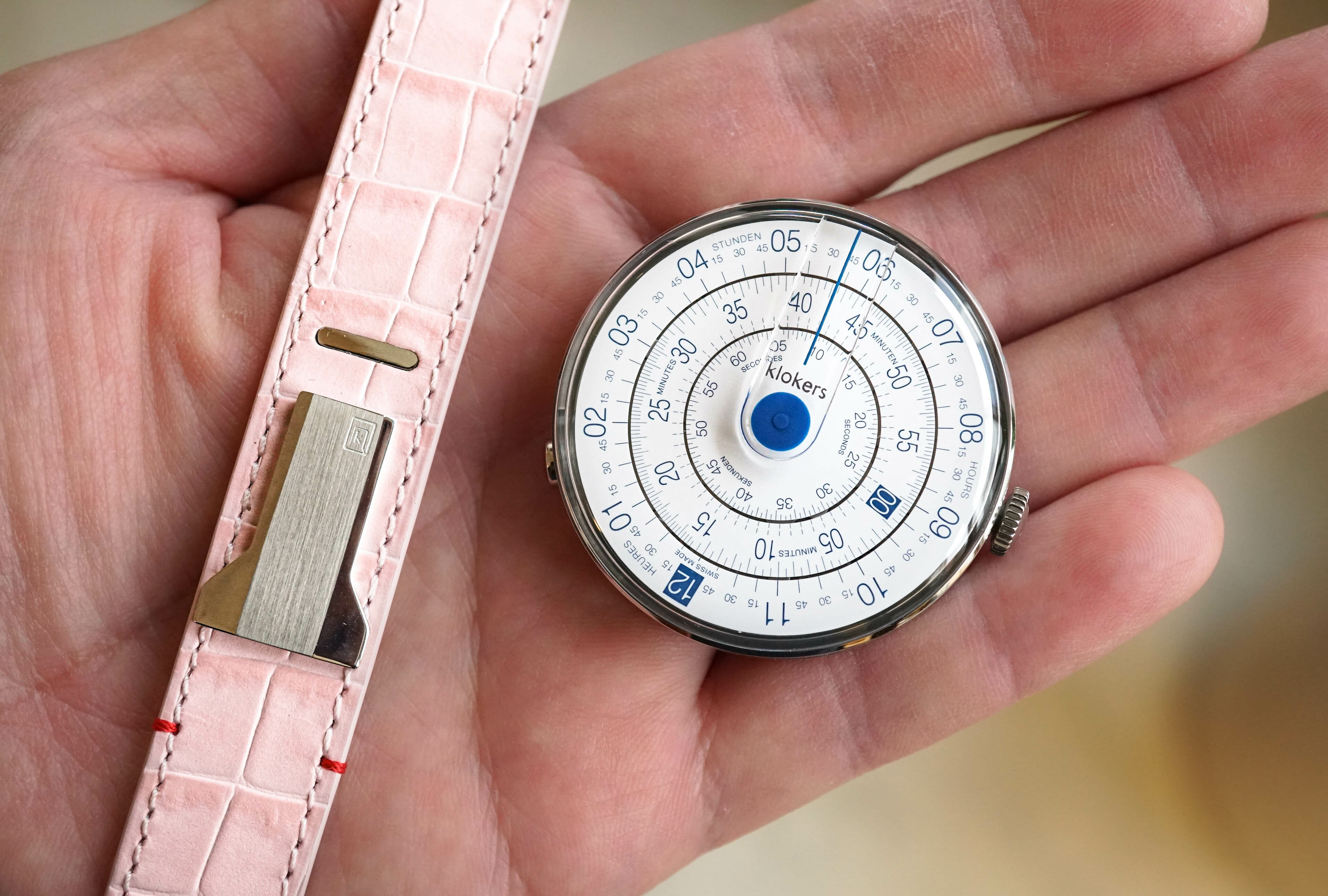 KLOK-01-D4 藍色錶頭+皮革錶帶搭配摺疊錶扣