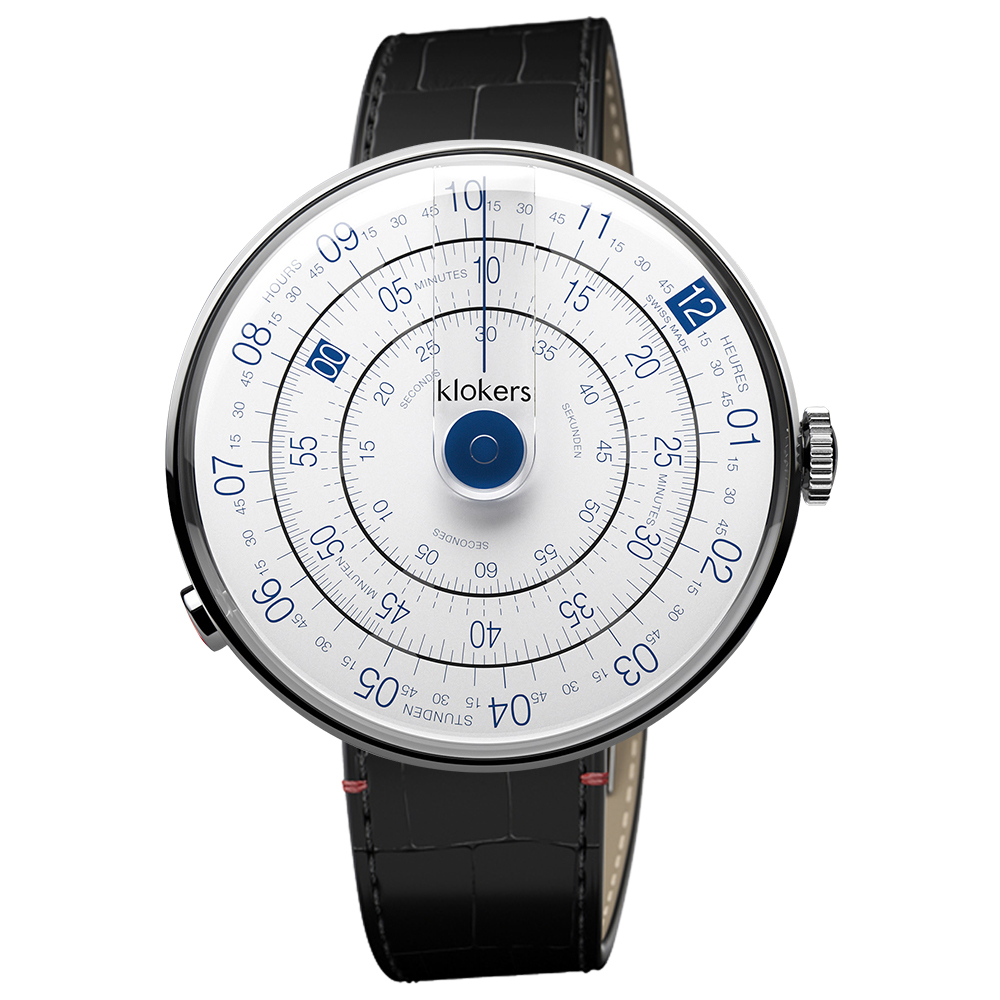 KLOK-01-D4 藍色錶頭+皮革錶帶搭配摺疊錶扣