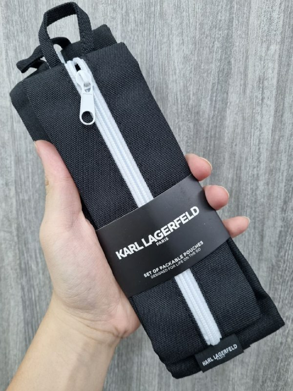 [S] KARL LAGERFELD SET OF PACKABLE POUCHES,BLACK, 400730292094 (SKL503)