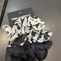 [S] KARL LAGERFELD KZS22001 3-PACK LOGO SCRUNCHIE, BLACK/WHITE, 755405604741 (SKL504)