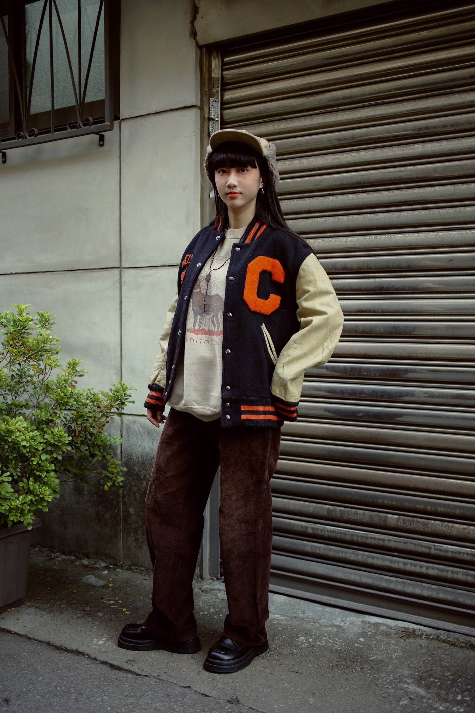 Vintage varsity jacket/ 古著美式棒球皮袖夾克-橘子虎