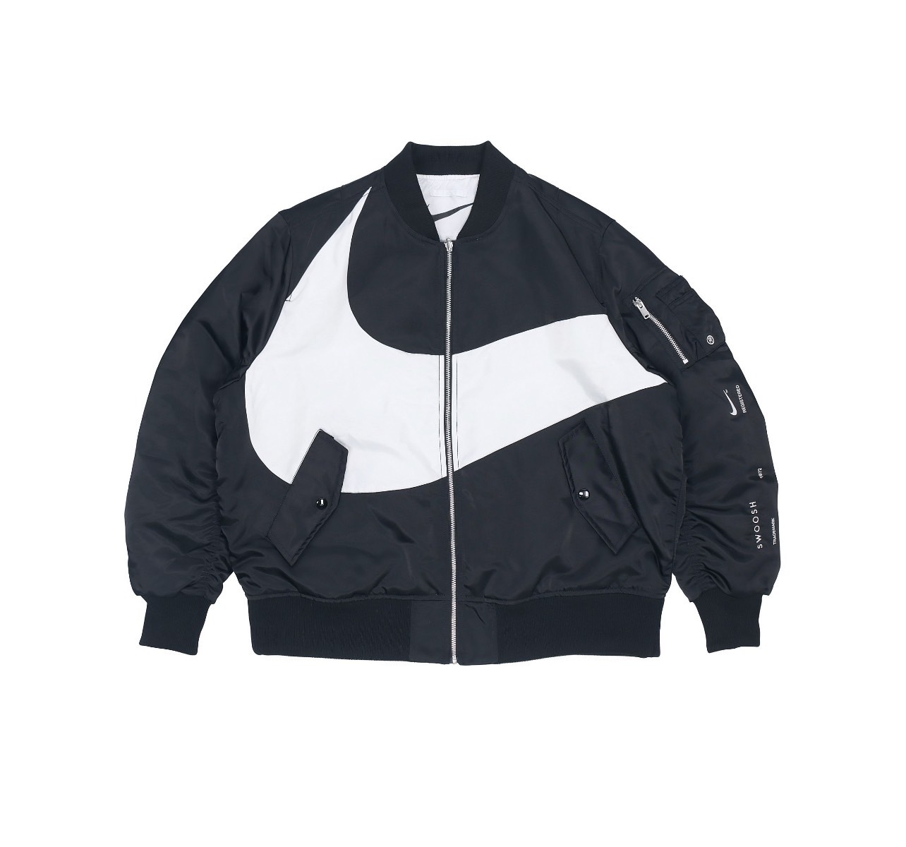 代購 NIKE  撞色大LOGO 雙面穿 MA1外套 男款 黑白 DD6056-010